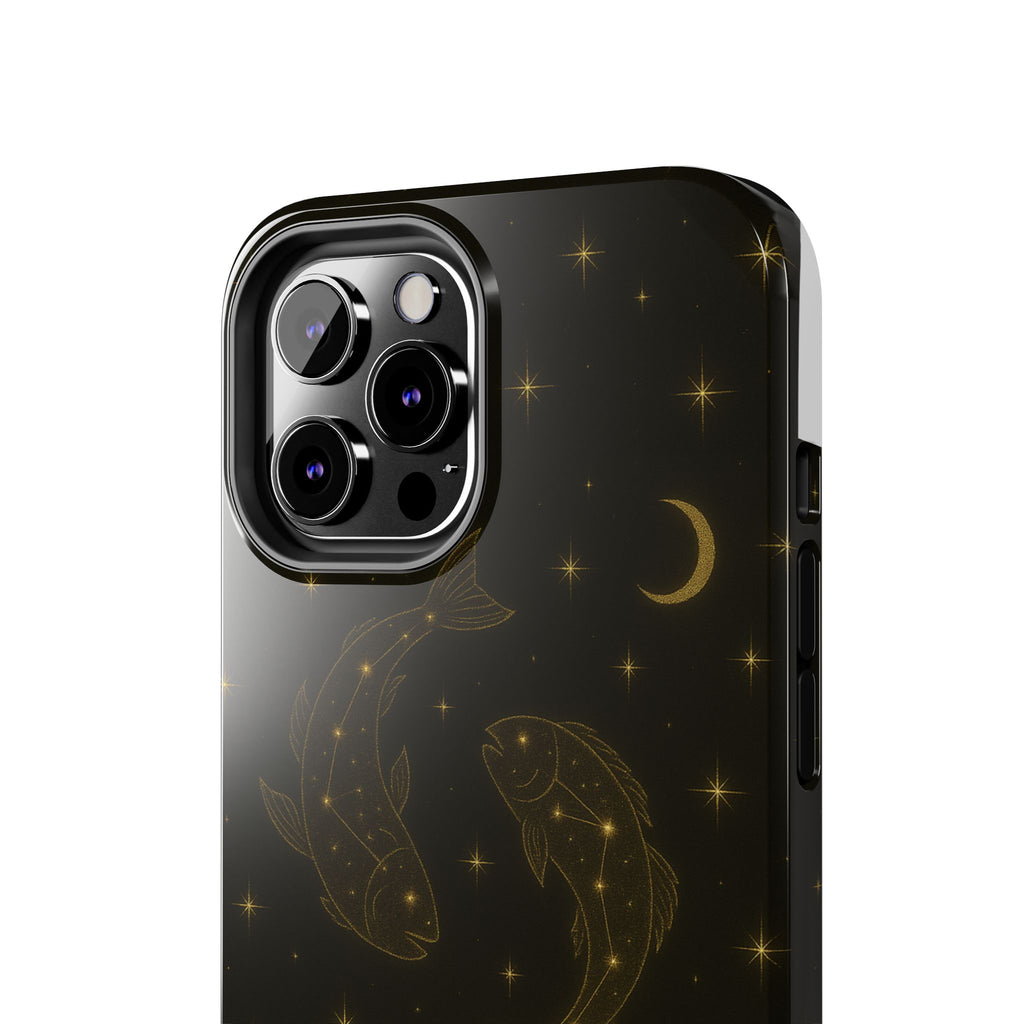 Pisces Zodiac Tough Phone Case — Gold Koi Constellation Design