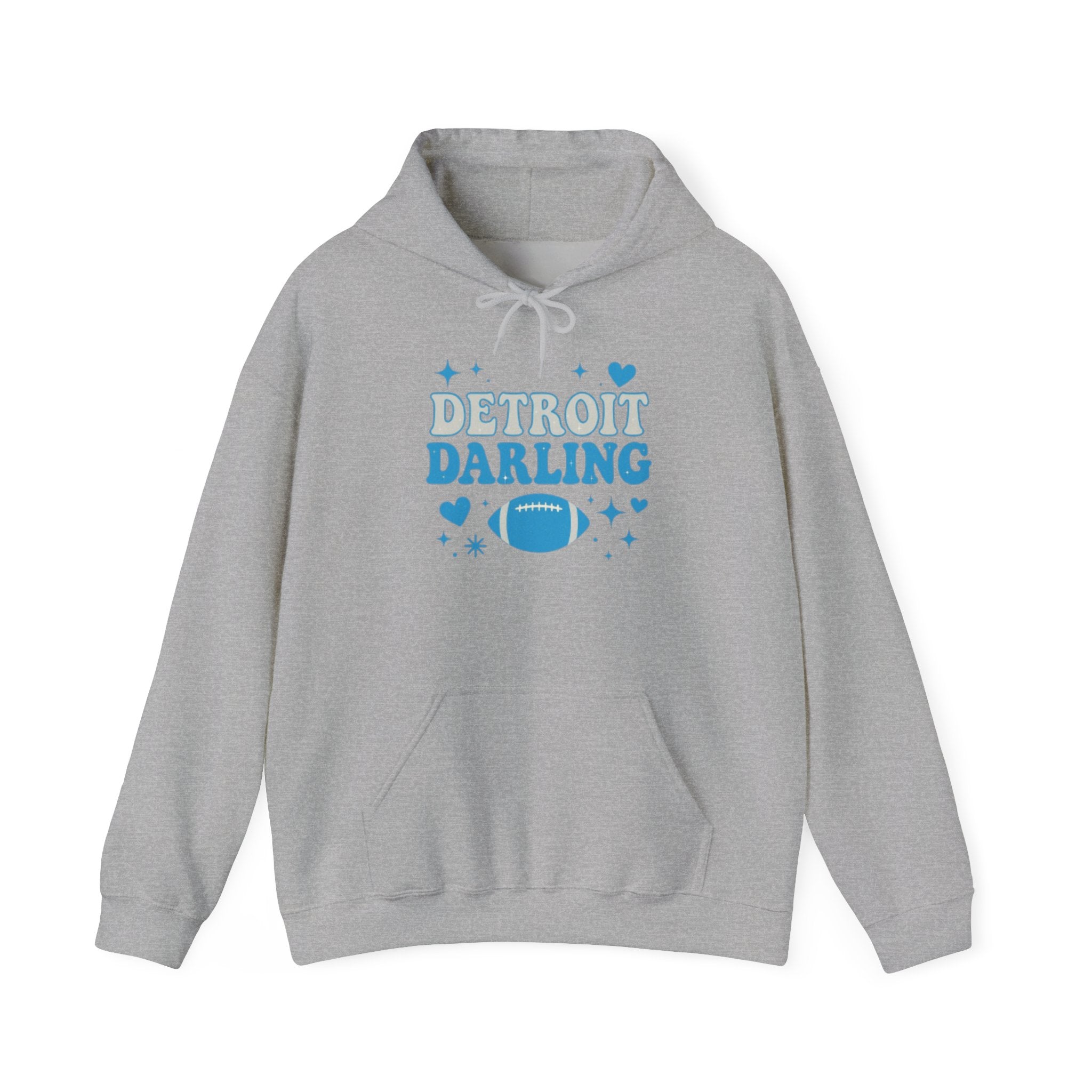Detroit Darling Hoodie — Cute Blue Football Girlie Fan Pullover