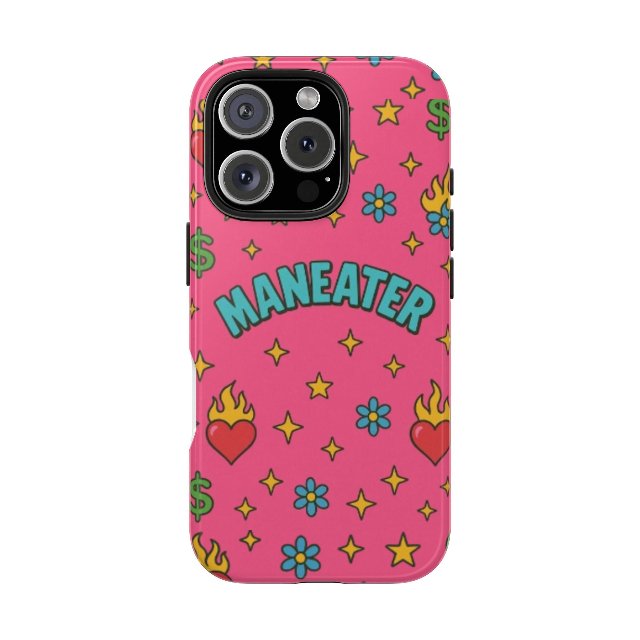 Maneater Flaming Heart Pink Phone Case