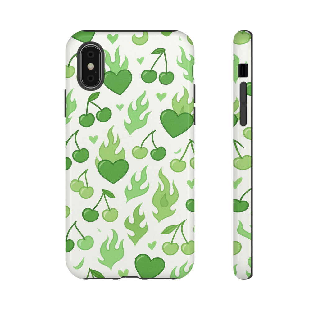 Green Flame Hearts Phone Case