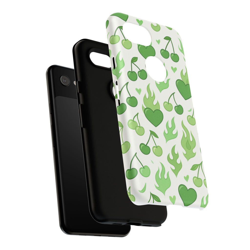 Green Flame Hearts Phone Case