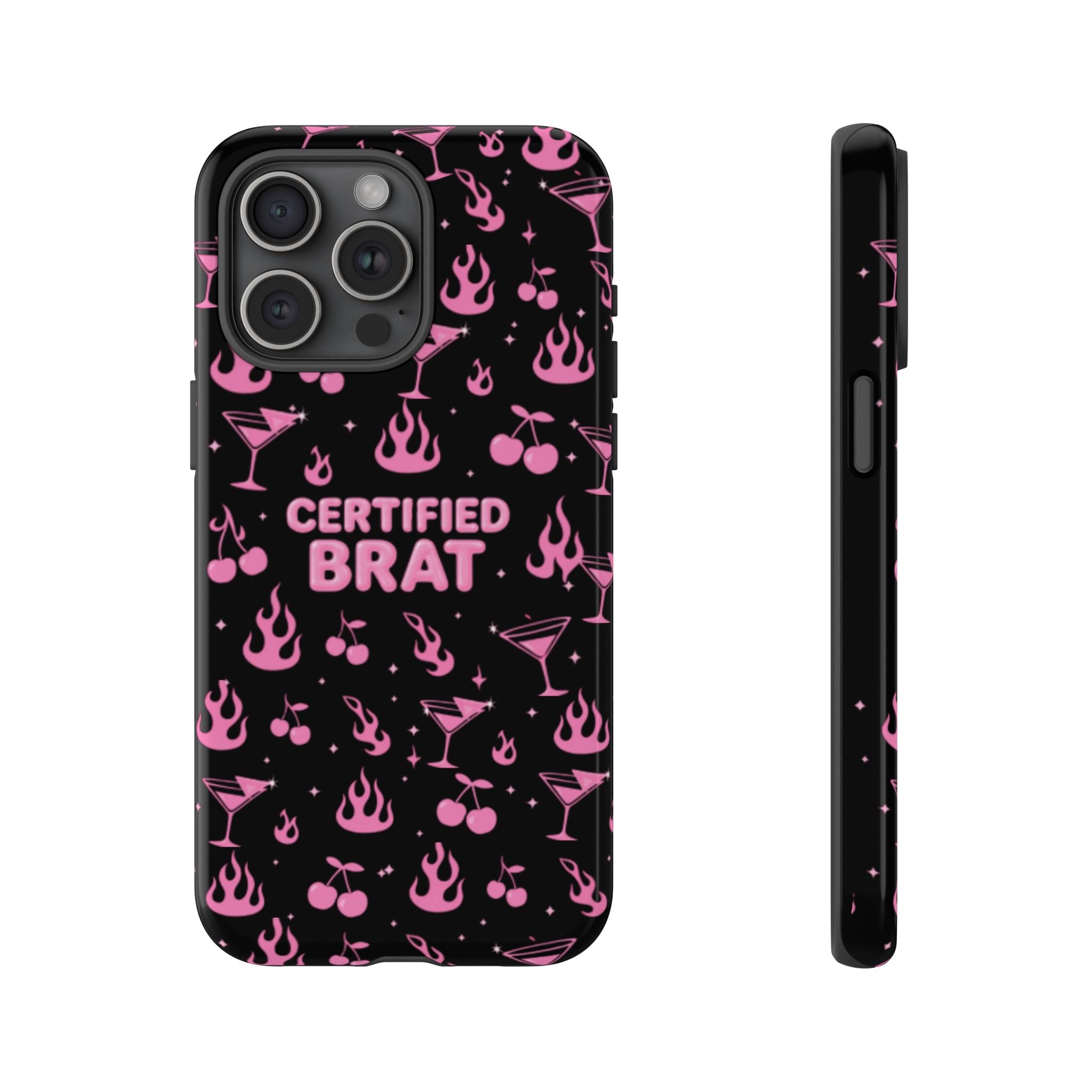 Black Certified Brat Pink Pattern Phone Case