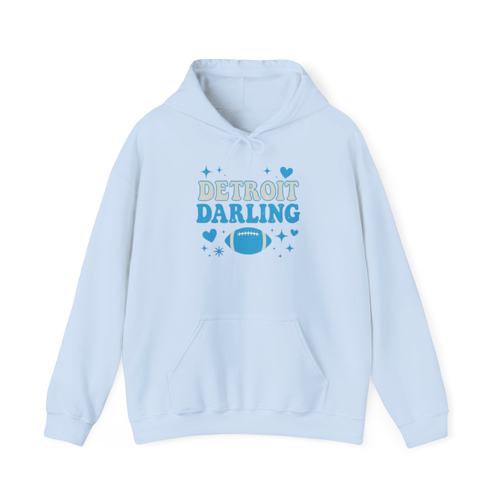 Detroit Darling Hoodie — Cute Blue Football Girlie Fan Pullover