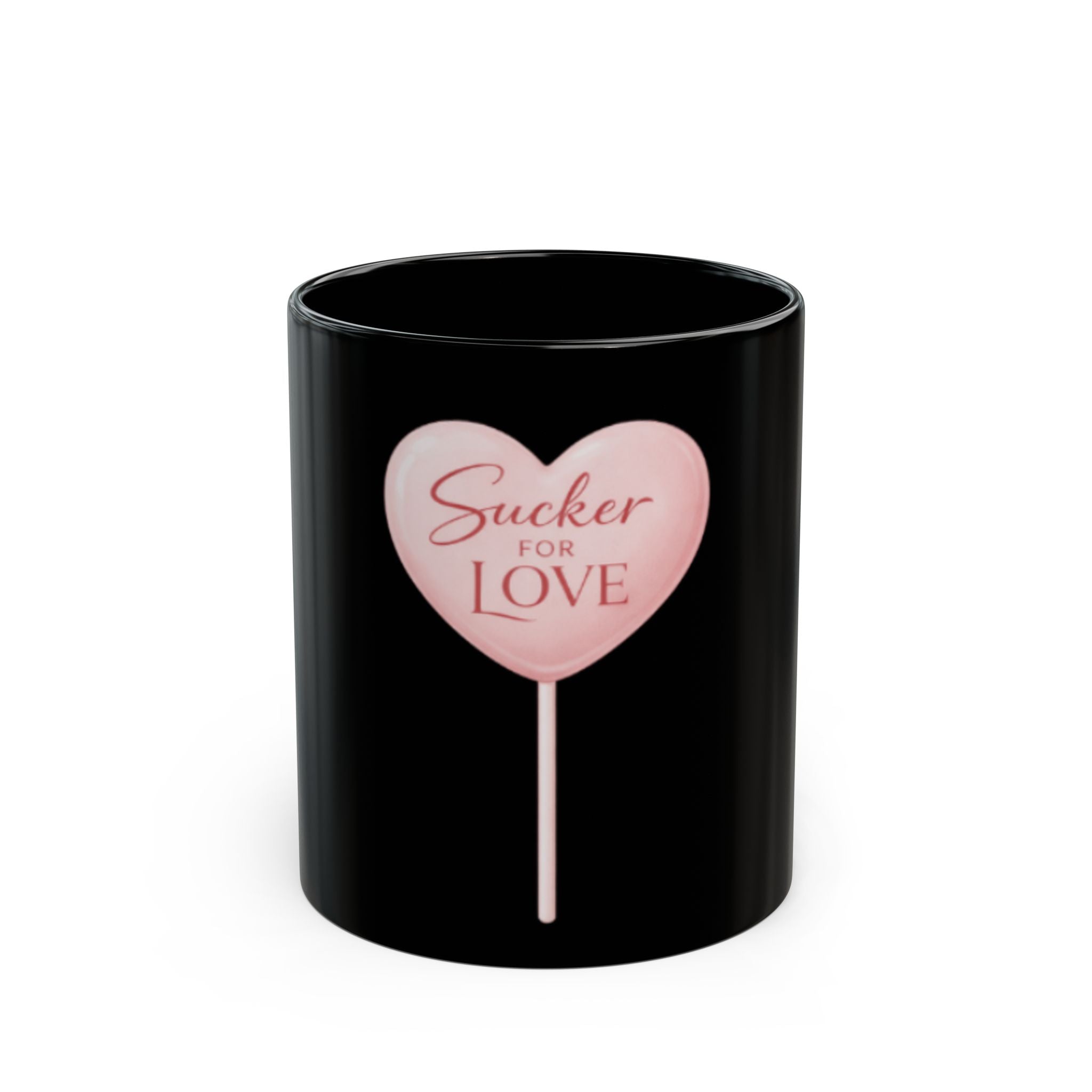 "Sucker for Love" Black Mug — Heart Lollipop