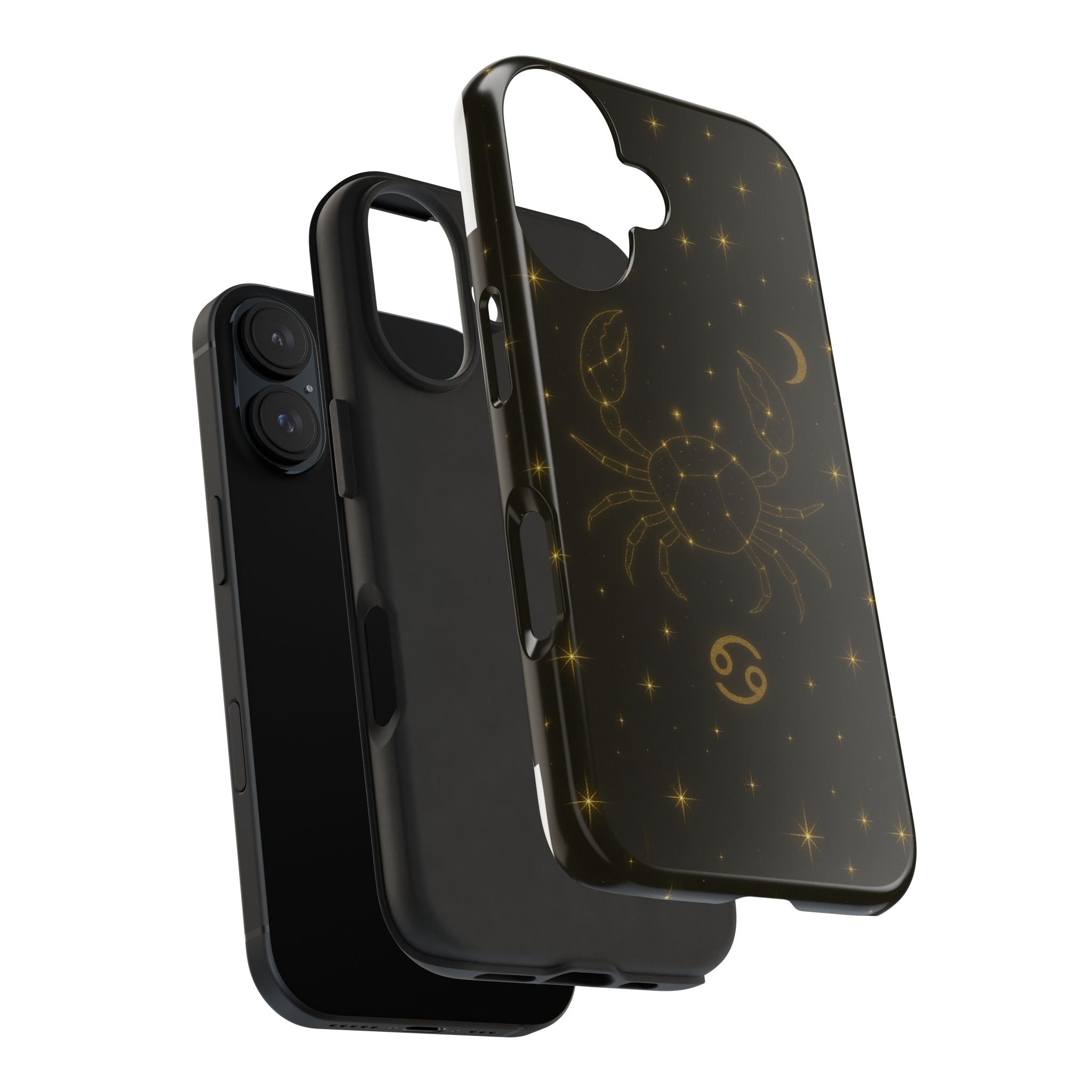 Cancer Zodiac Tough Phone Case — Gold Constellation Crab with Crescent Moon