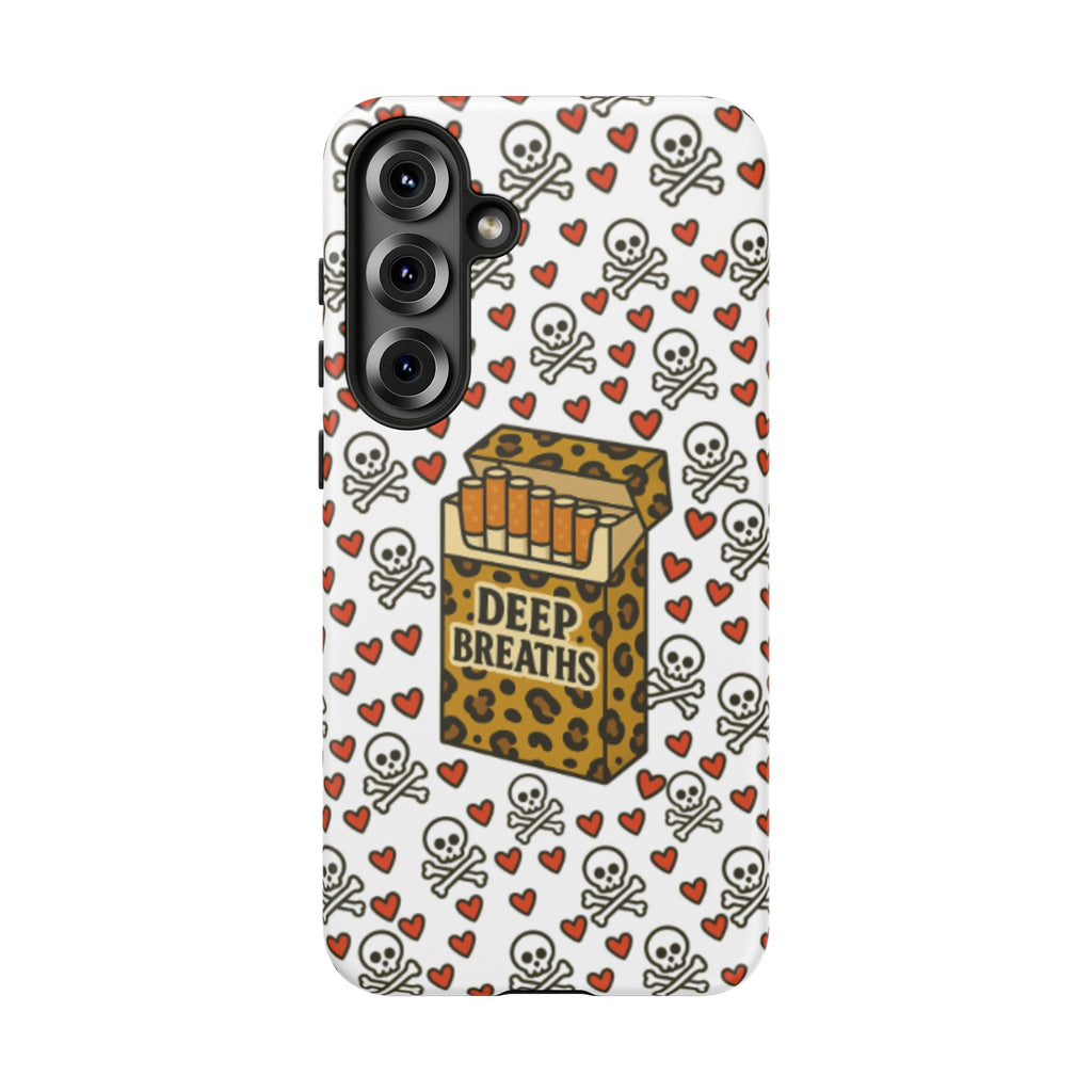 'Deep Breaths' Cigs & Skulls Phone Case