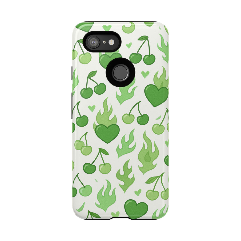 Green Flame Hearts Phone Case