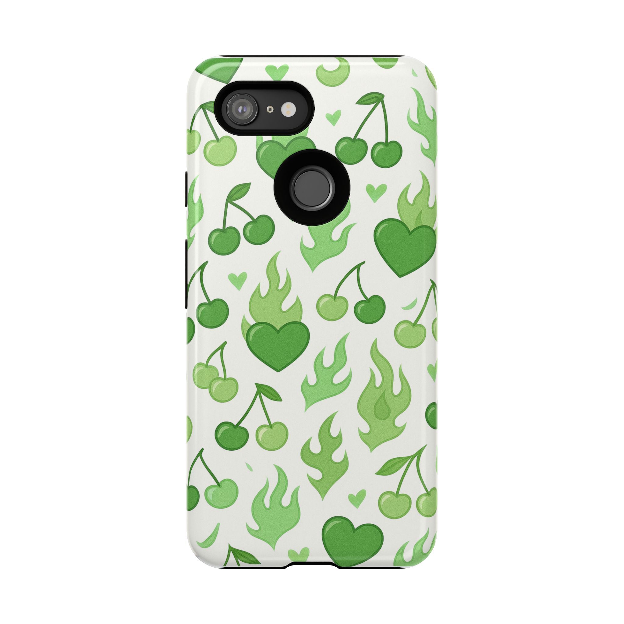 Green Flame Hearts Phone Case