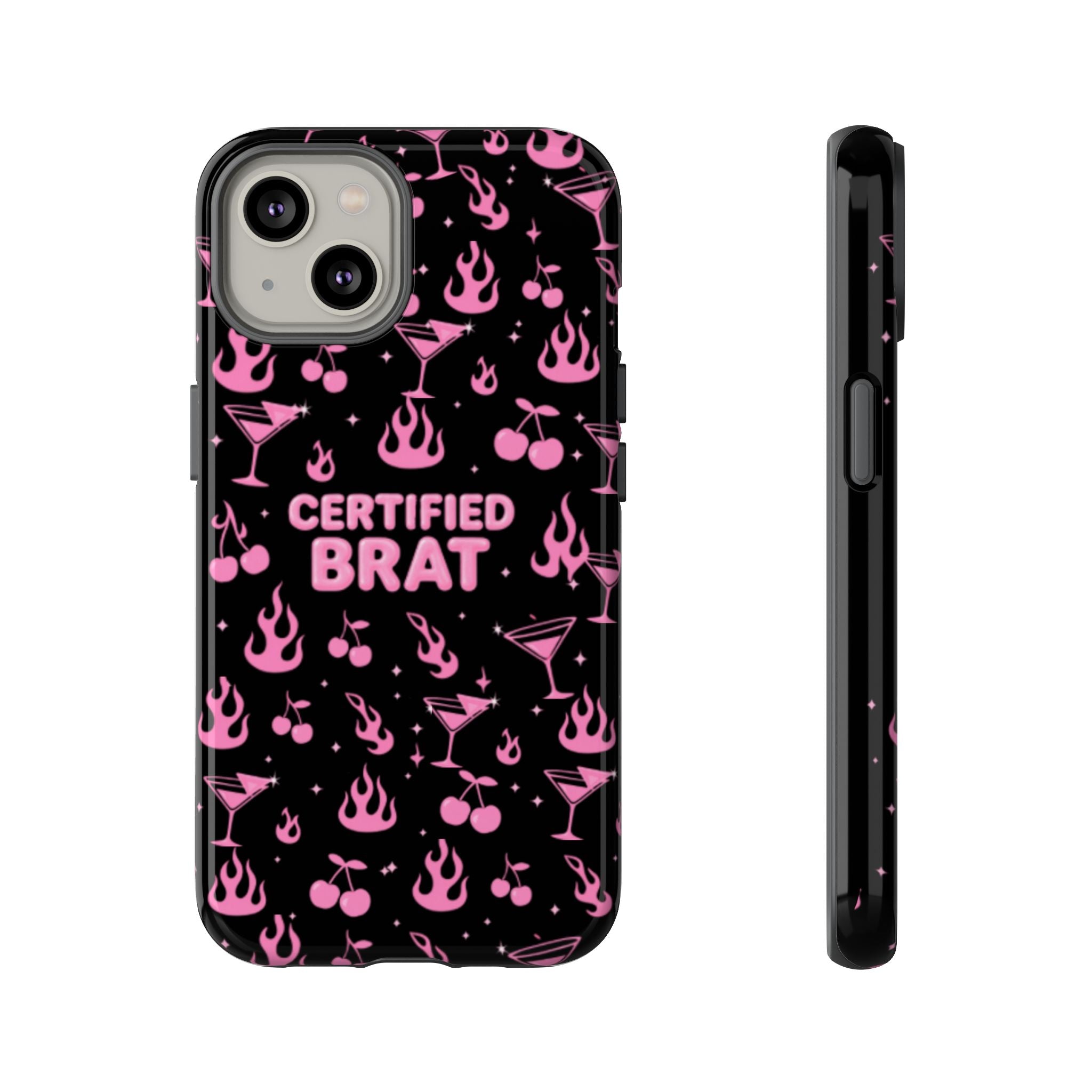 Black Certified Brat Pink Pattern Phone Case