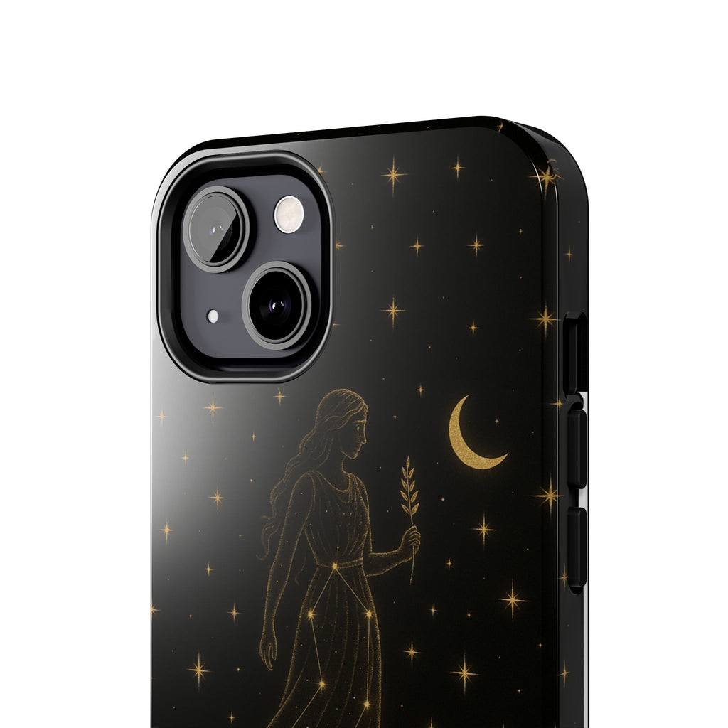 Virgo Tough Phone Case — Gold Constellation Zodiac Design