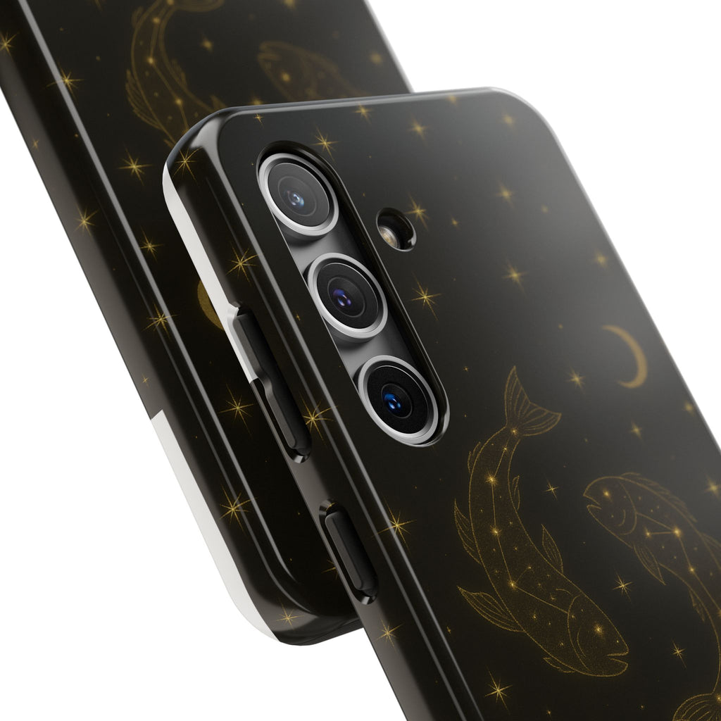 Pisces Zodiac Tough Phone Case — Gold Koi Constellation Design