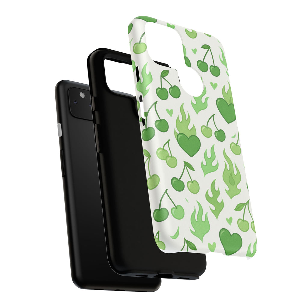 Green Flame Hearts Phone Case