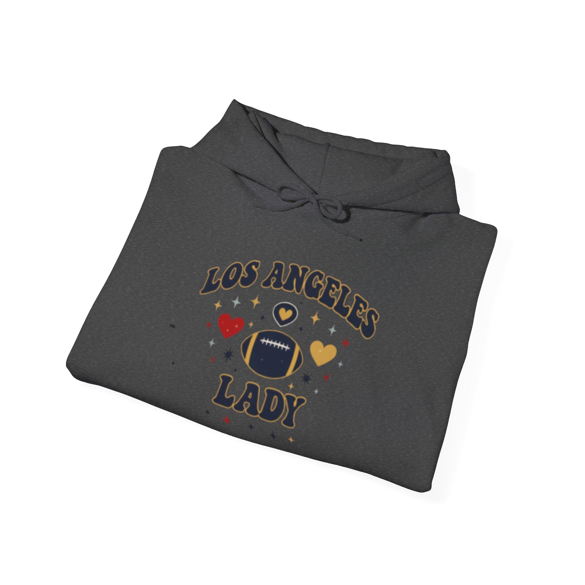 Los Angeles Lady Hoodie – Cute Heart & FootballGraphic Pullover