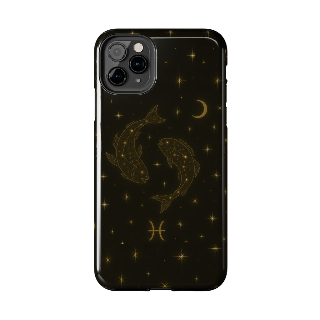 Pisces Zodiac Tough Phone Case — Gold Koi Constellation Design