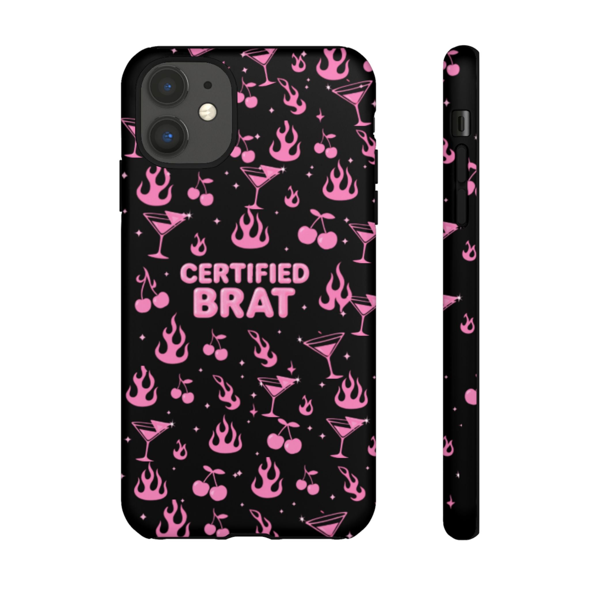 Black Certified Brat Pink Pattern Phone Case