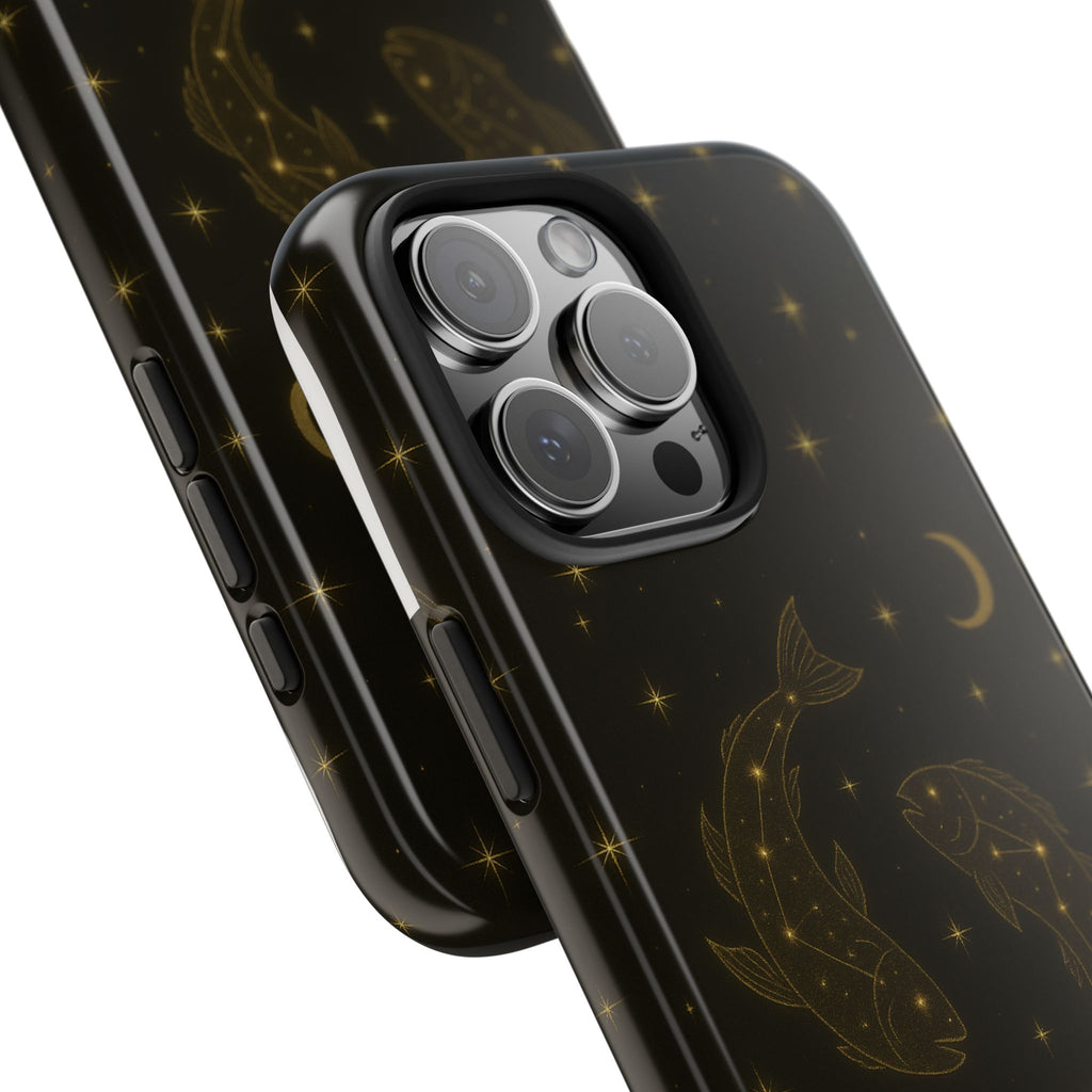 Pisces Zodiac Tough Phone Case — Gold Koi Constellation Design