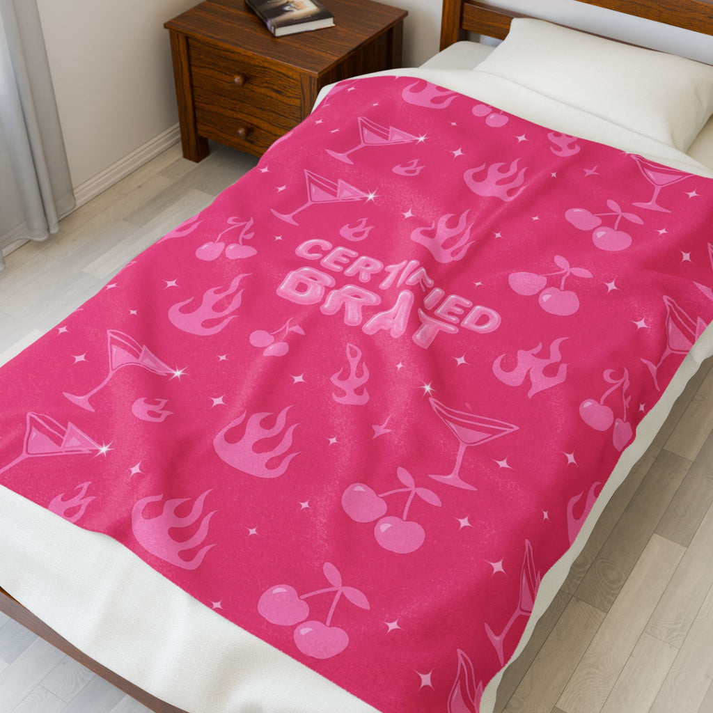 Certified Brat Pink Velveteen Plush Blanket