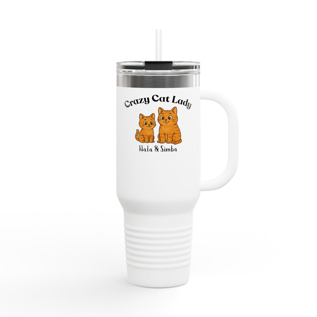 40oz Insulated Travel Mug — “Crazy Cat Lady” Personalized Pet Design
