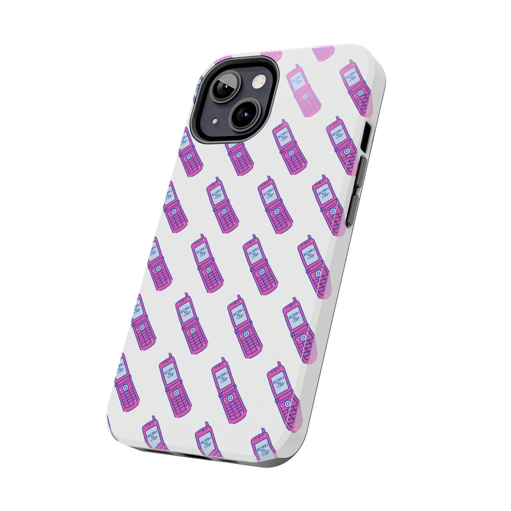 Retro Purple Born to Yap Flip Phone Phone Case | 90s Pattern, Cute Tech Design