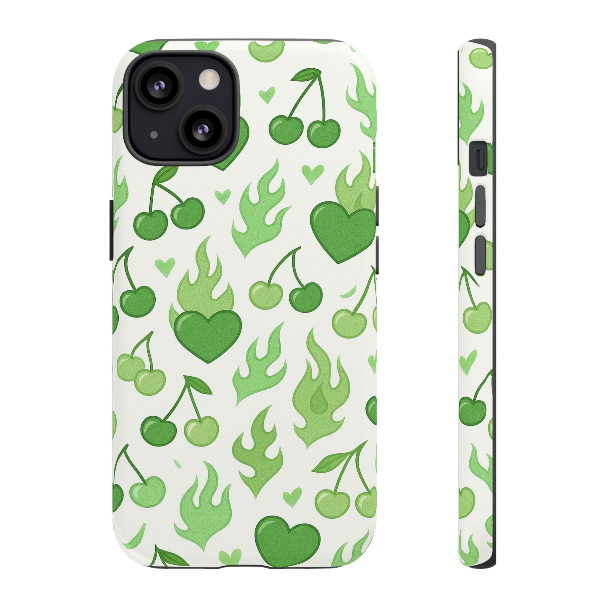 Green Flame Hearts Phone Case