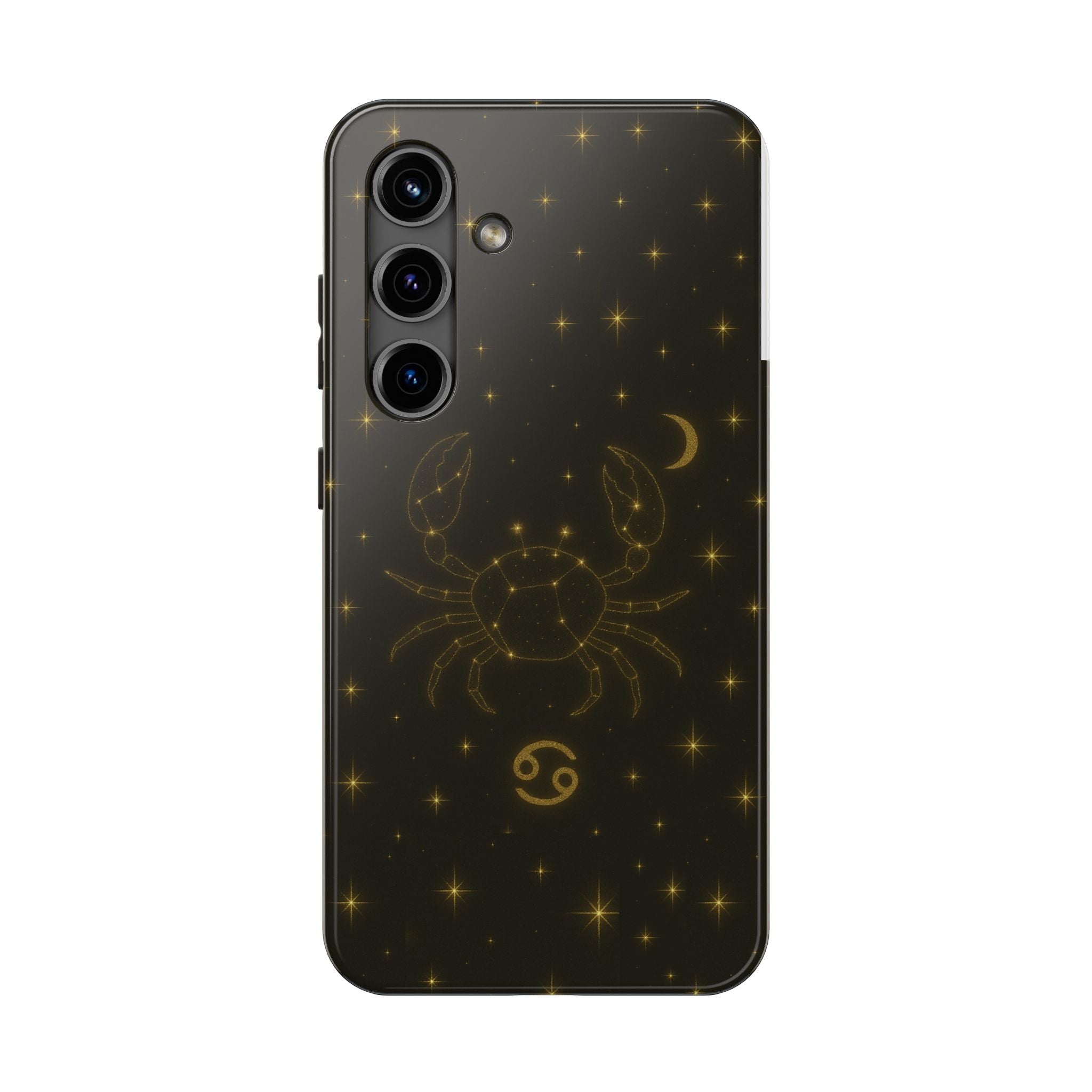 Cancer Zodiac Tough Phone Case — Gold Constellation Crab with Crescent Moon