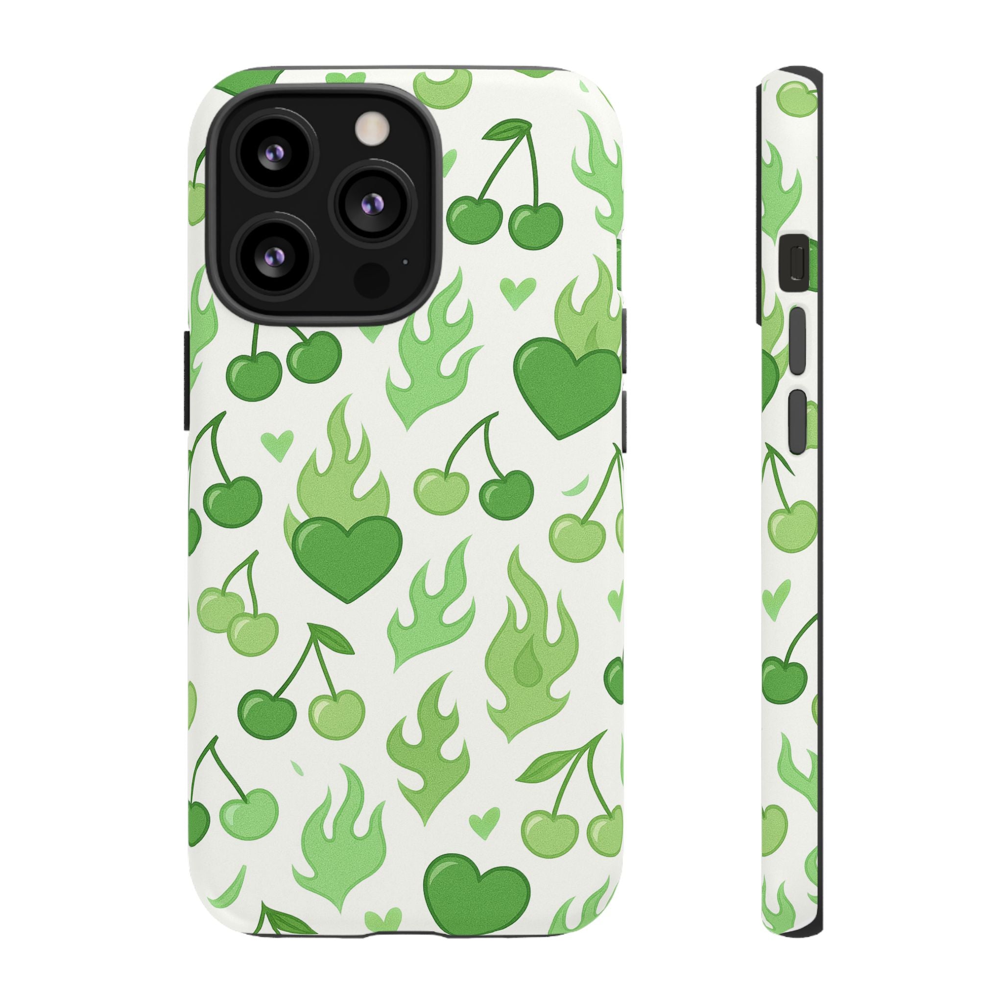 Green Flame Hearts Phone Case