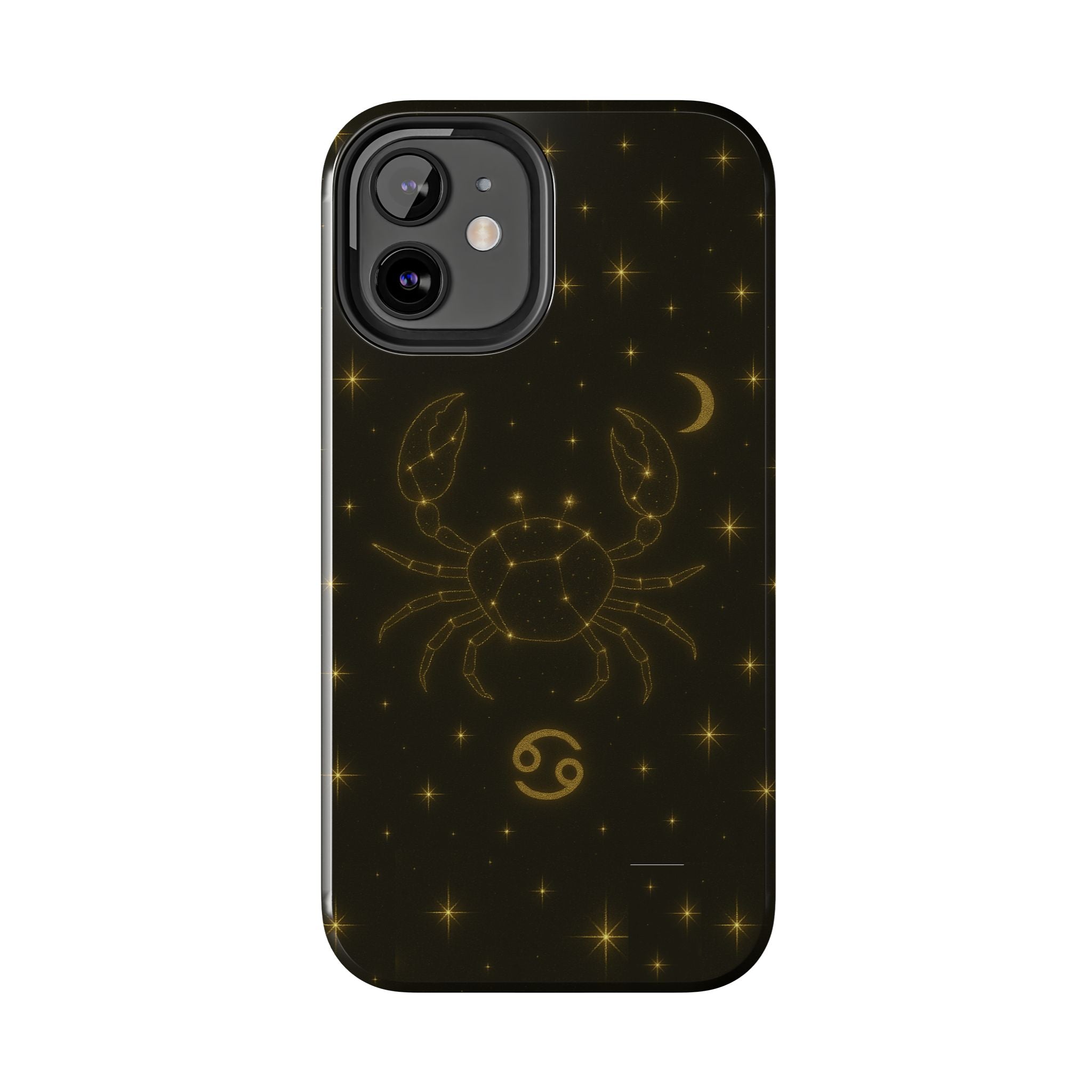 Cancer Zodiac Tough Phone Case — Gold Constellation Crab with Crescent Moon