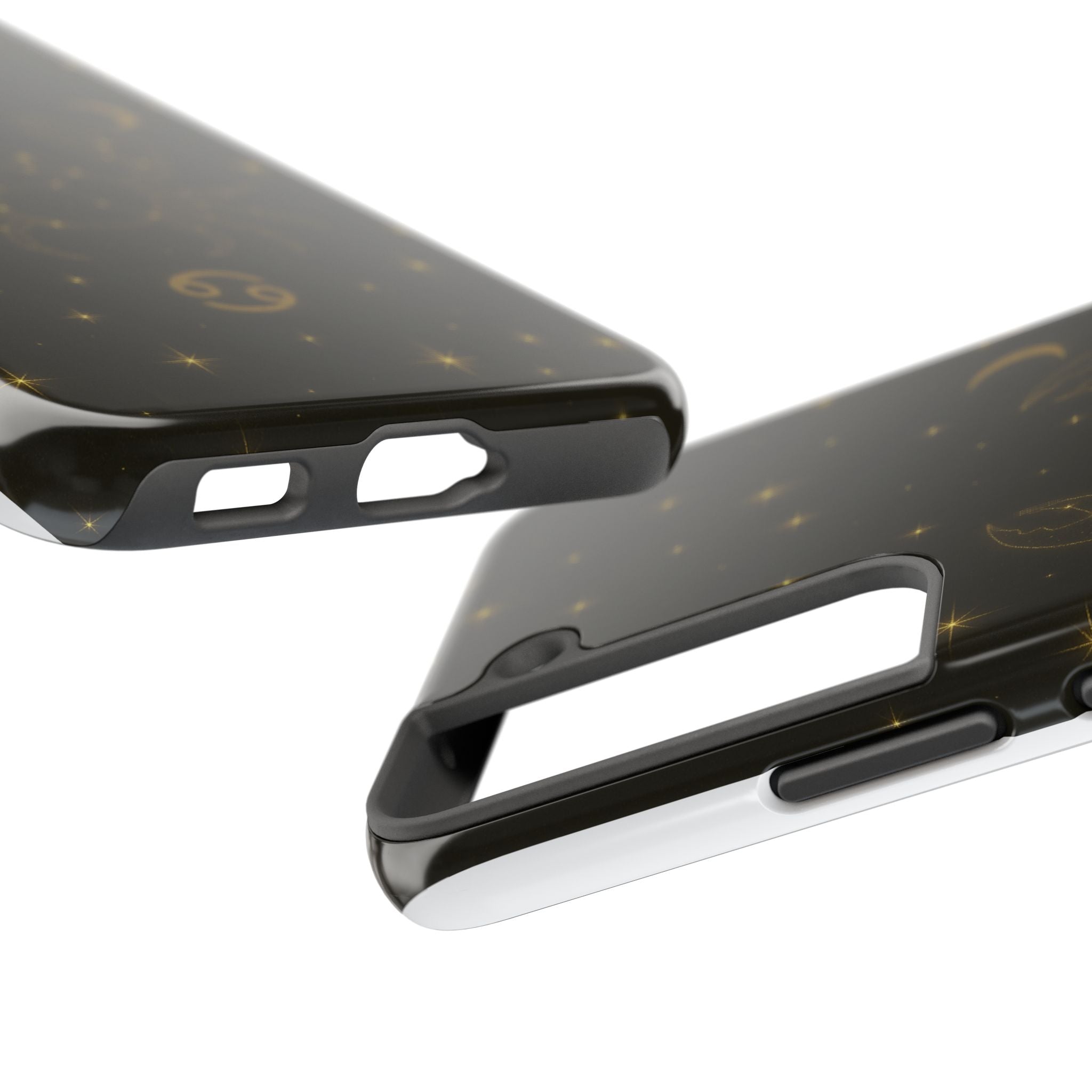 Cancer Zodiac Tough Phone Case — Gold Constellation Crab with Crescent Moon
