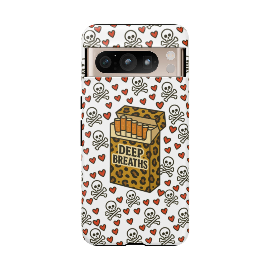 'Deep Breaths' Cigs & Skulls Phone Case