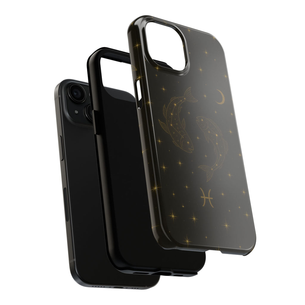 Pisces Zodiac Tough Phone Case — Gold Koi Constellation Design