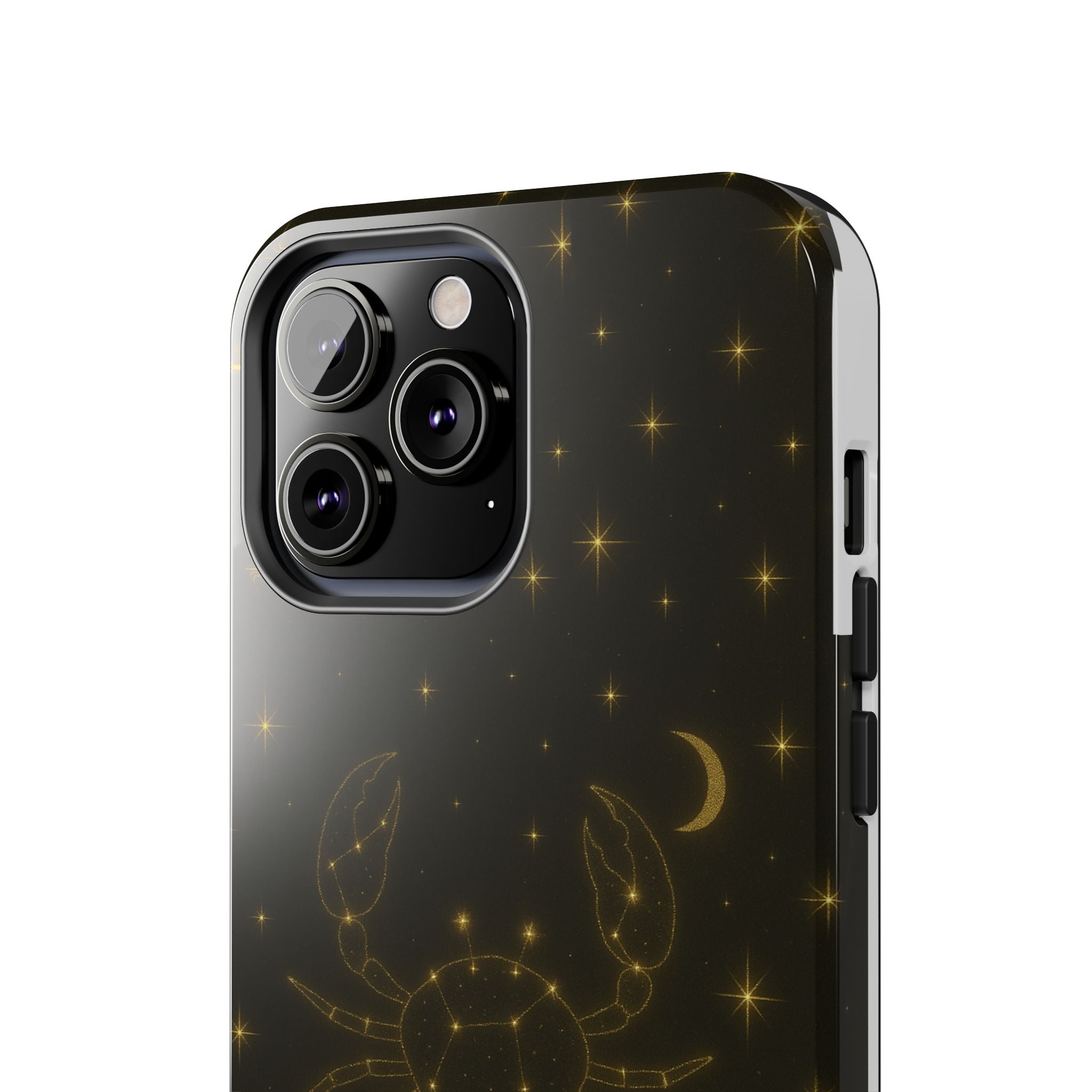 Cancer Zodiac Tough Phone Case — Gold Constellation Crab with Crescent Moon