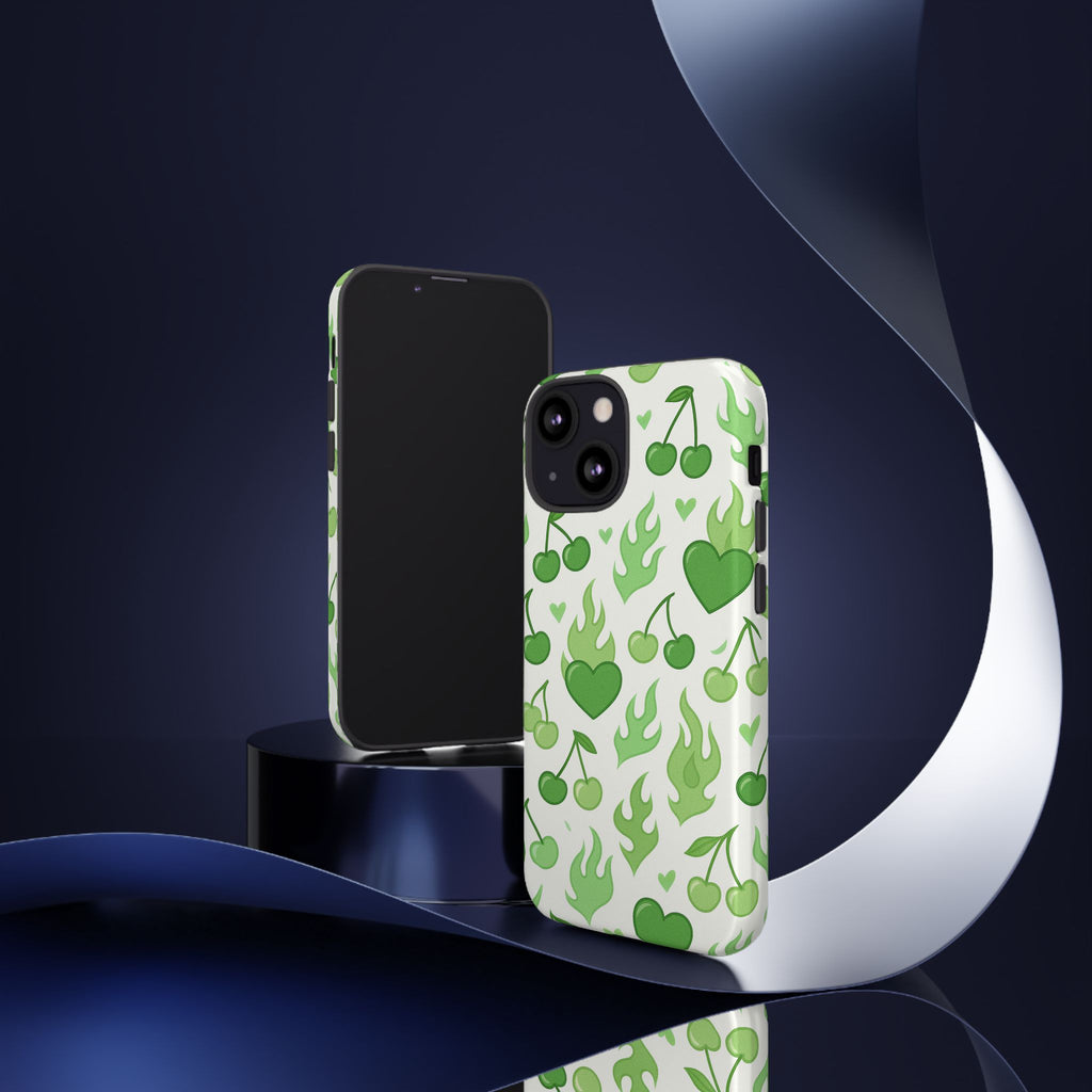 Green Flame Hearts Phone Case