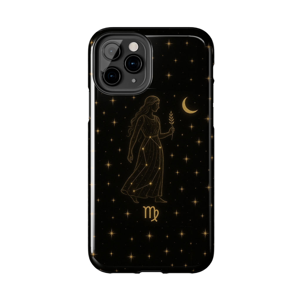 Virgo Tough Phone Case — Gold Constellation Zodiac Design