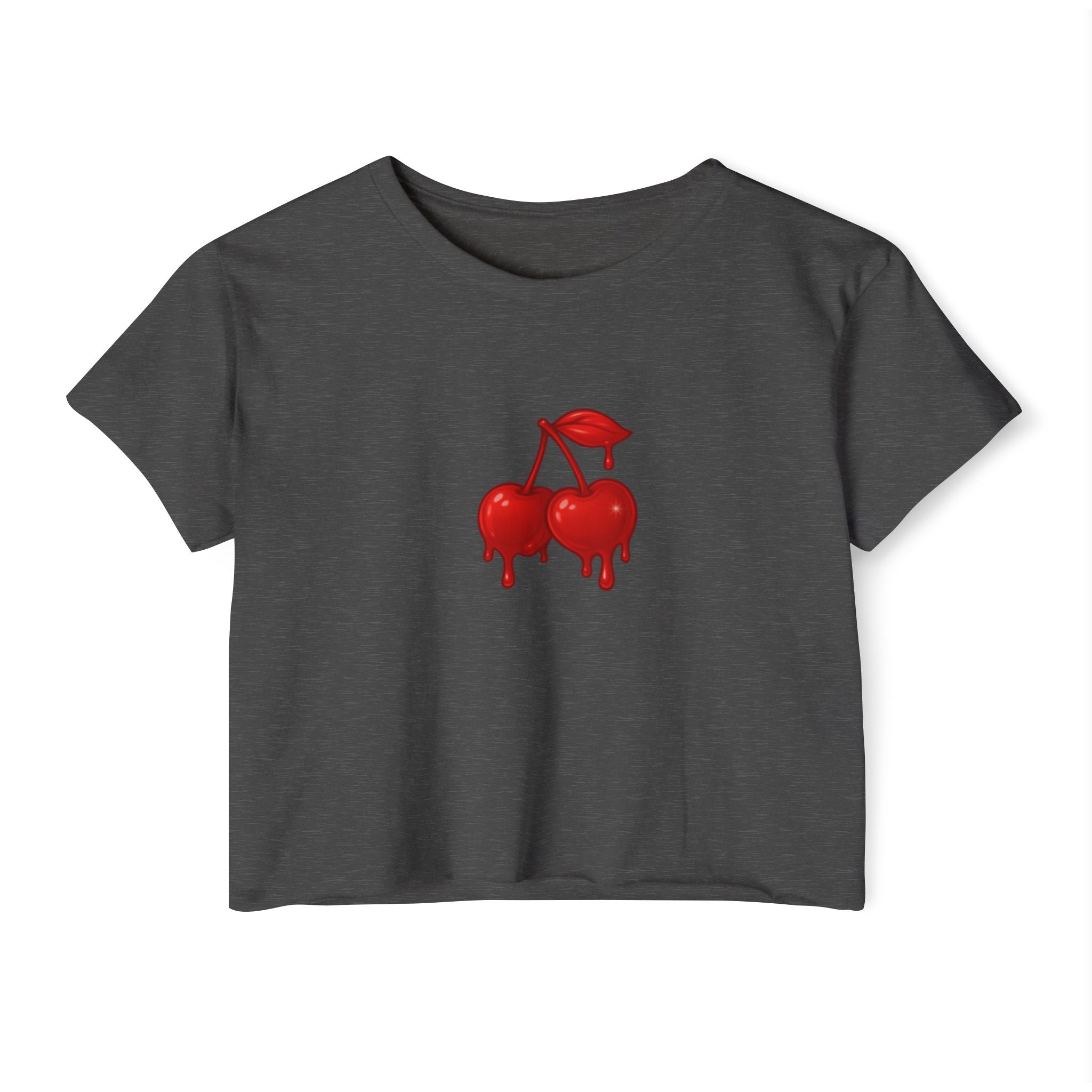 Red Drip Cherries Crop Top