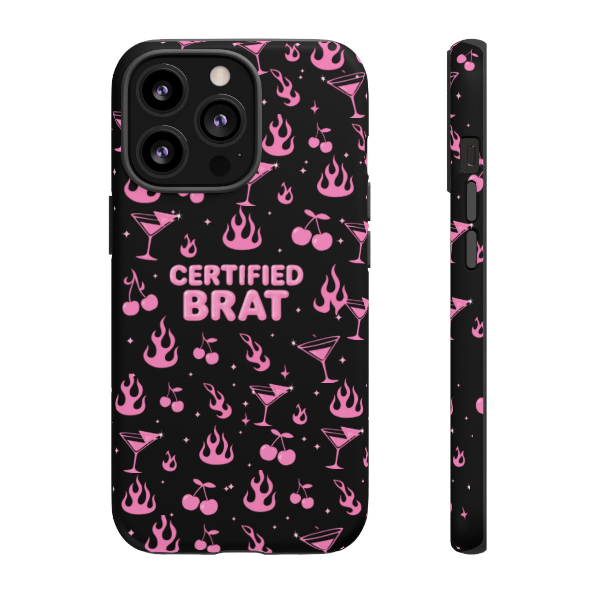 Black Certified Brat Pink Pattern Phone Case