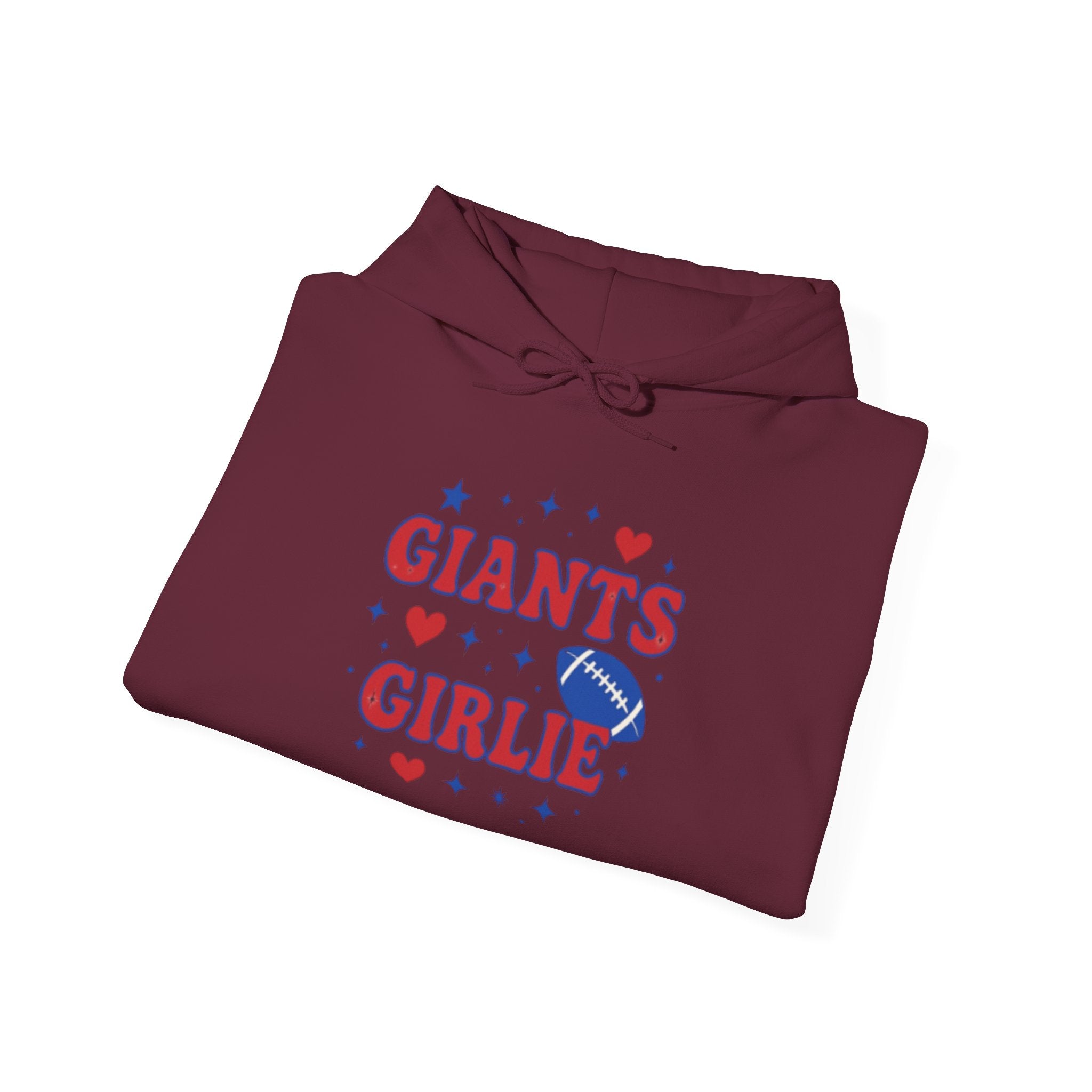 NY Football Red and Blue Girlie Hoodie - Cute Football Fan Pullover for Women & Girls