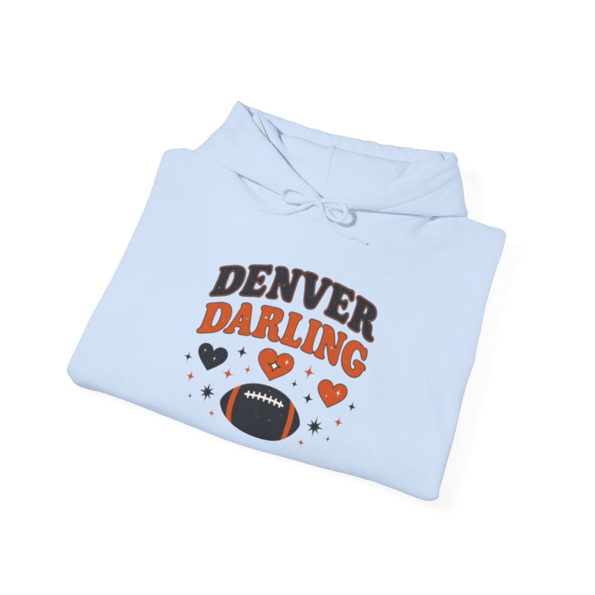 Denver Darling Hoodie — Cute Football Fan Pullover with Hearts