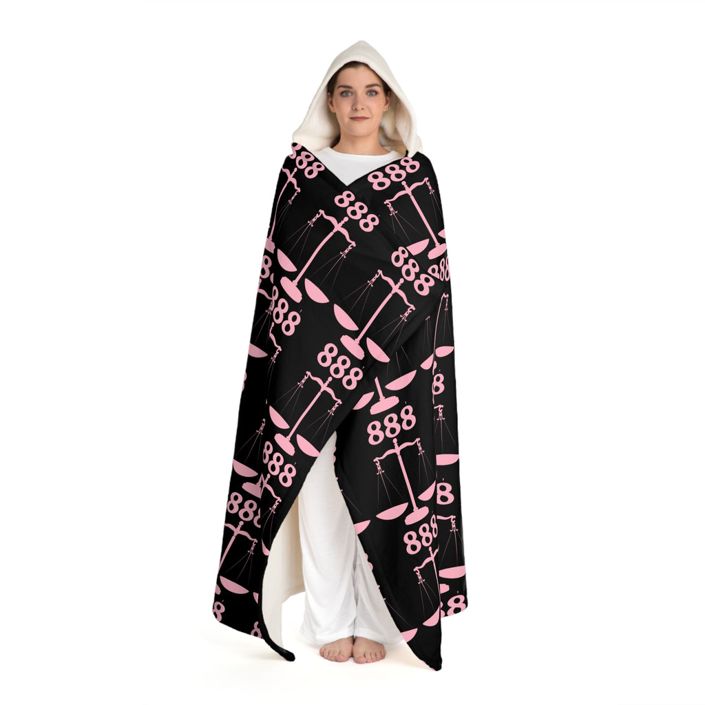 Hooded Sherpa Blanket - Black & Pink Scale 888 Pattern