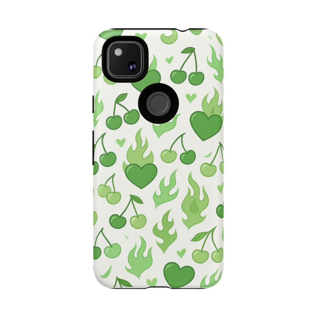 Green Flame Hearts Phone Case