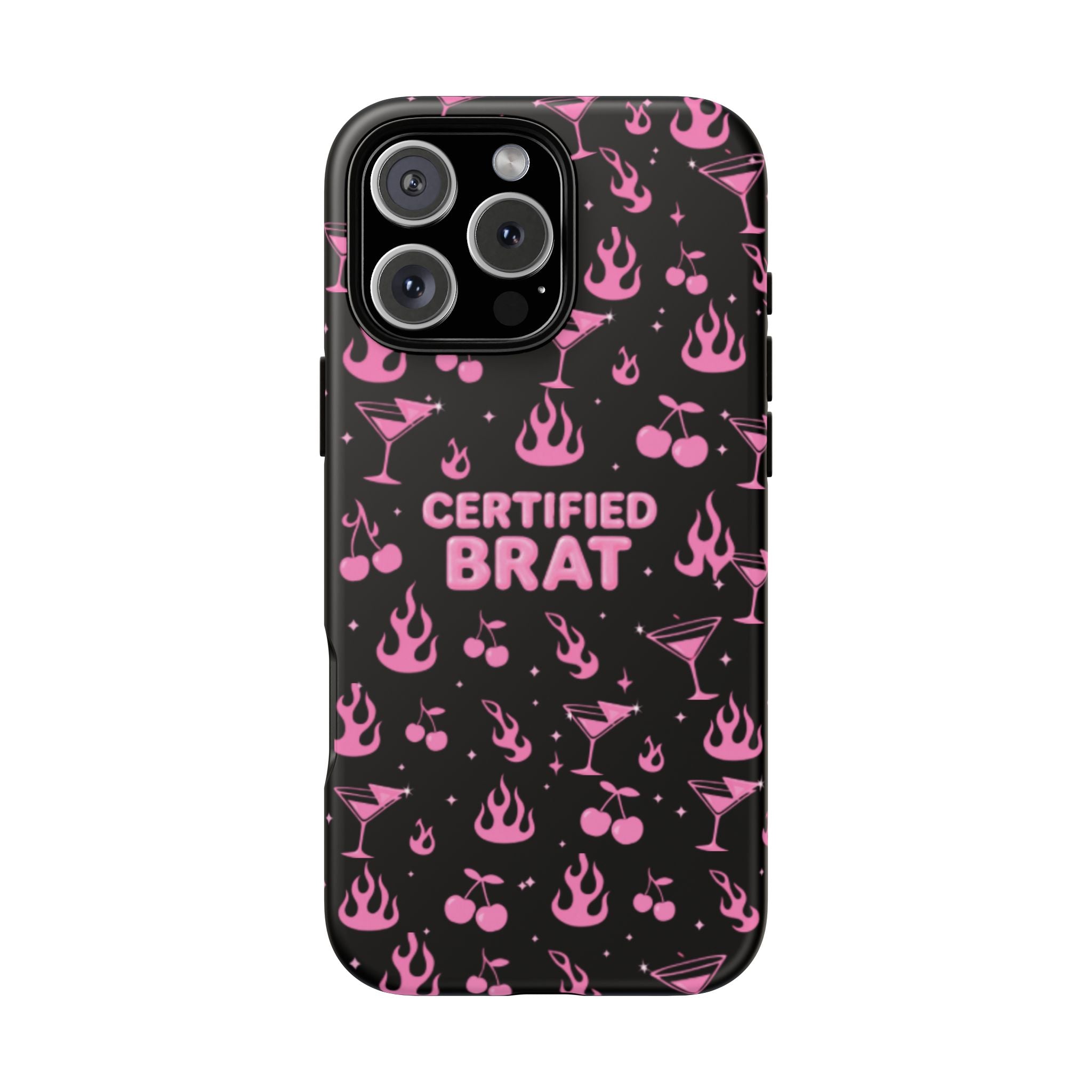 Black Certified Brat Pink Pattern Phone Case
