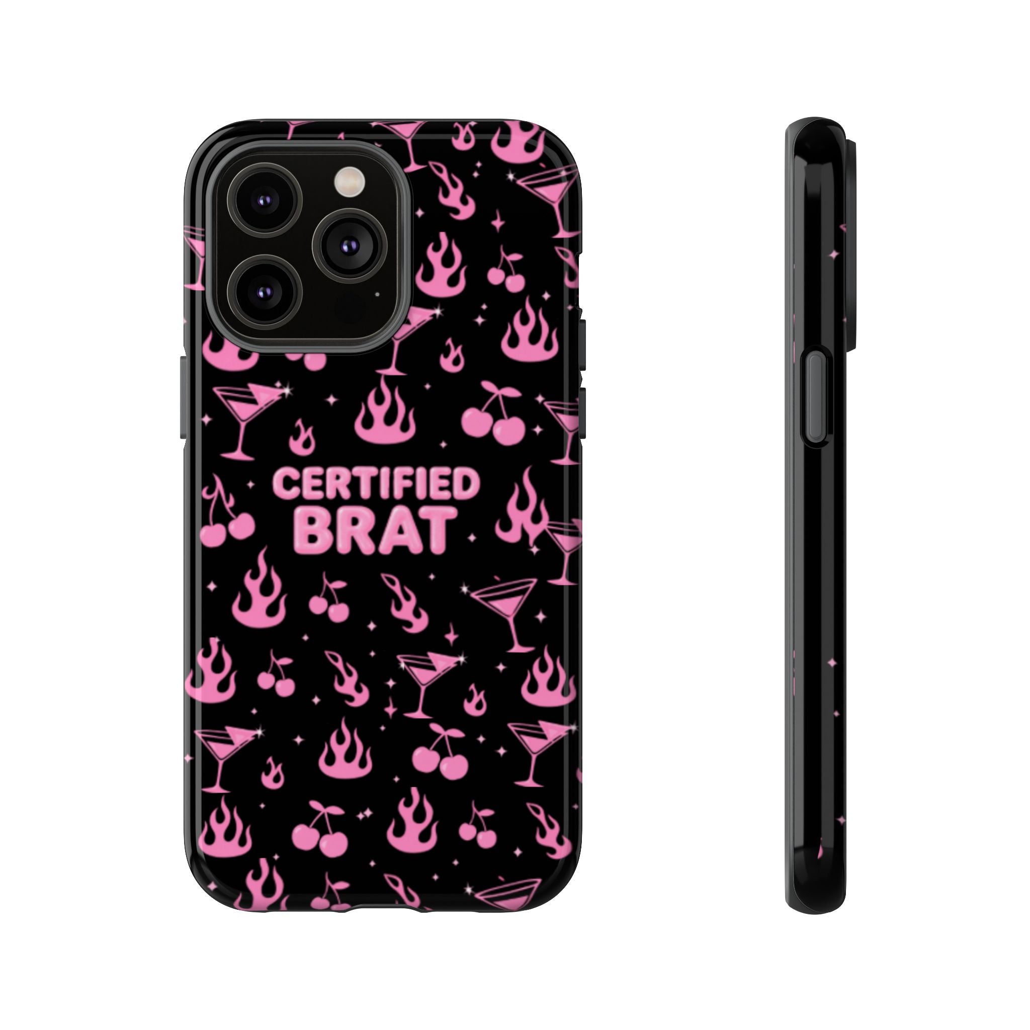 Black Certified Brat Pink Pattern Phone Case