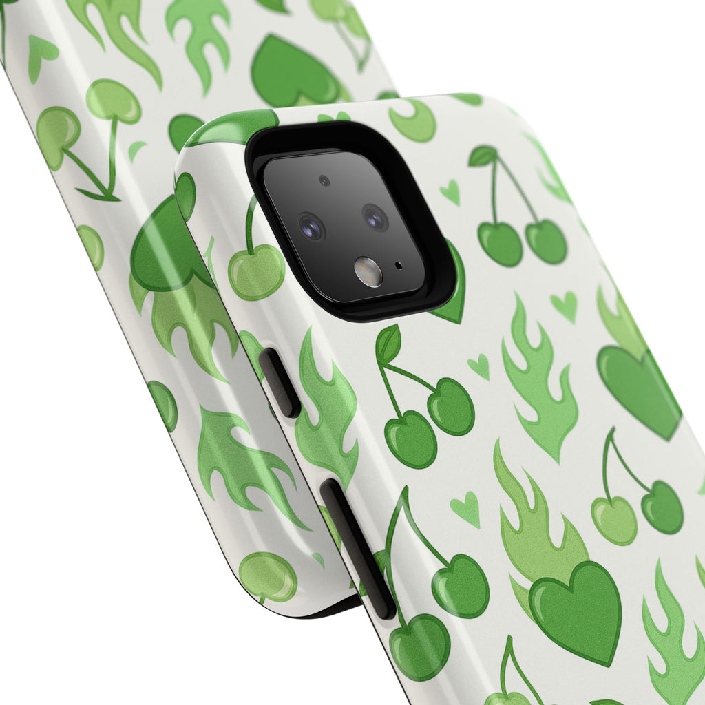 Green Flame Hearts Phone Case