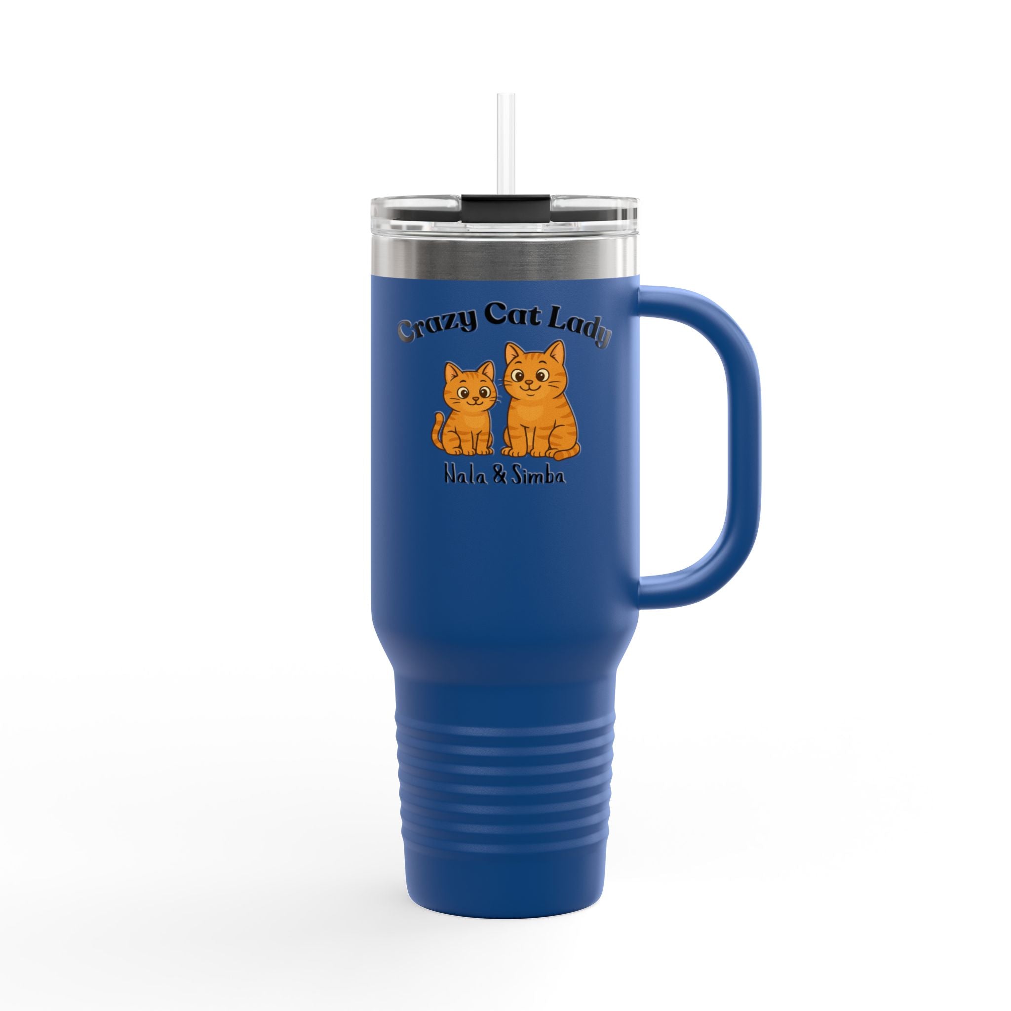 40oz Insulated Travel Mug — “Crazy Cat Lady” Personalized Pet Design