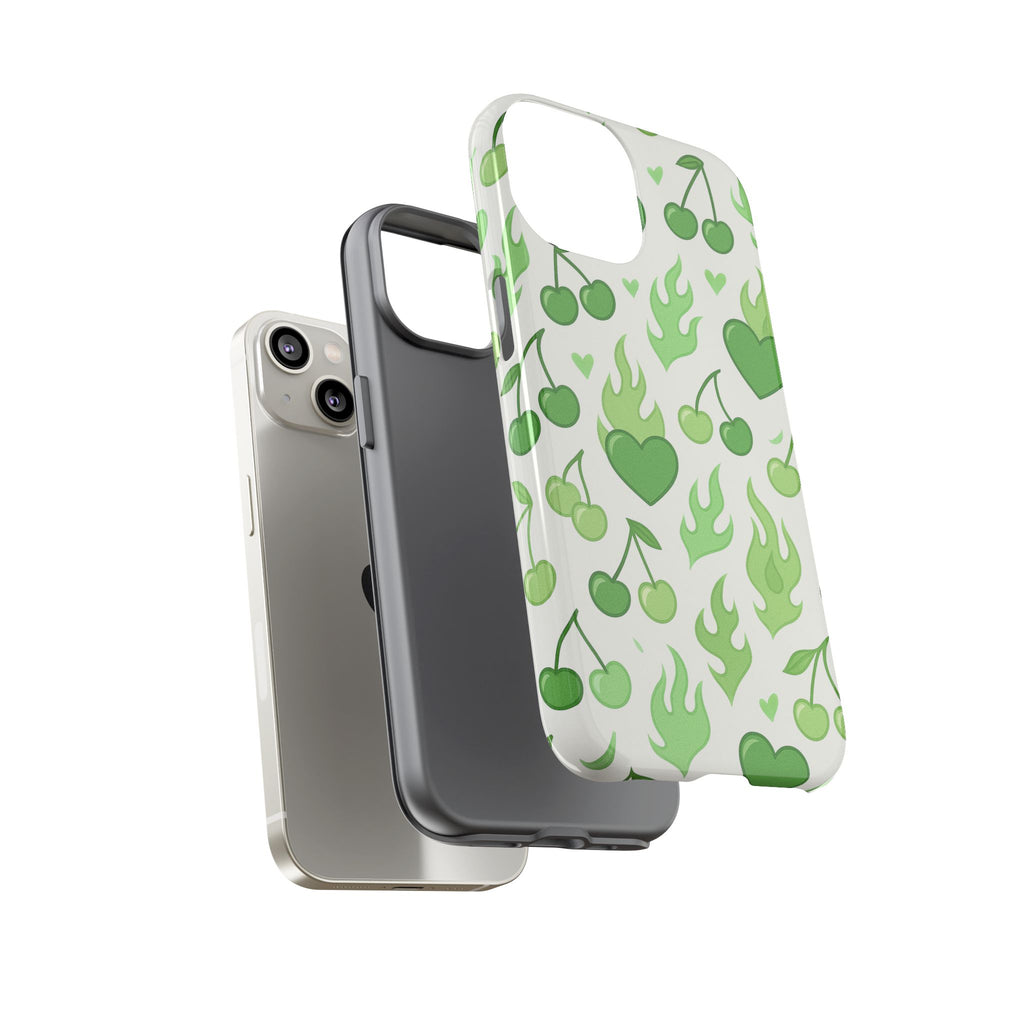 Green Flame Hearts Phone Case