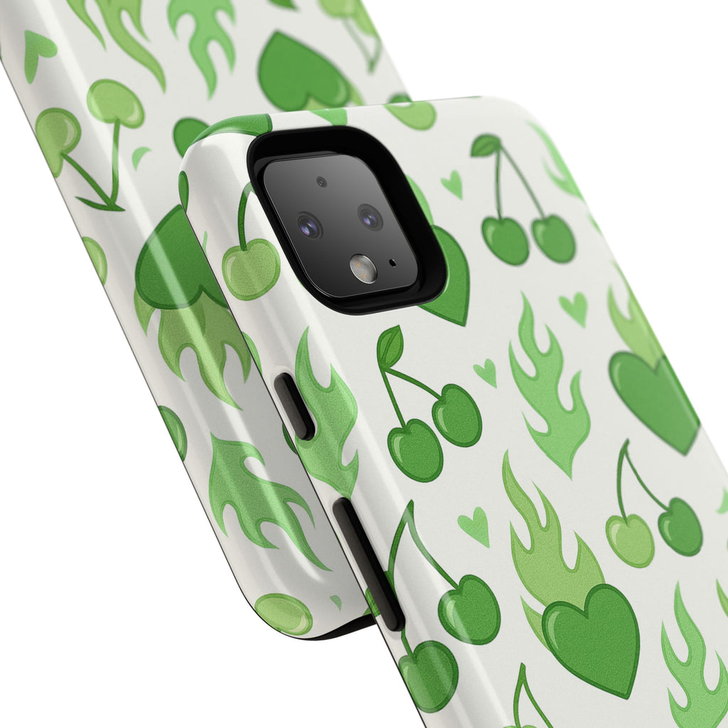 Green Flame Hearts Phone Case