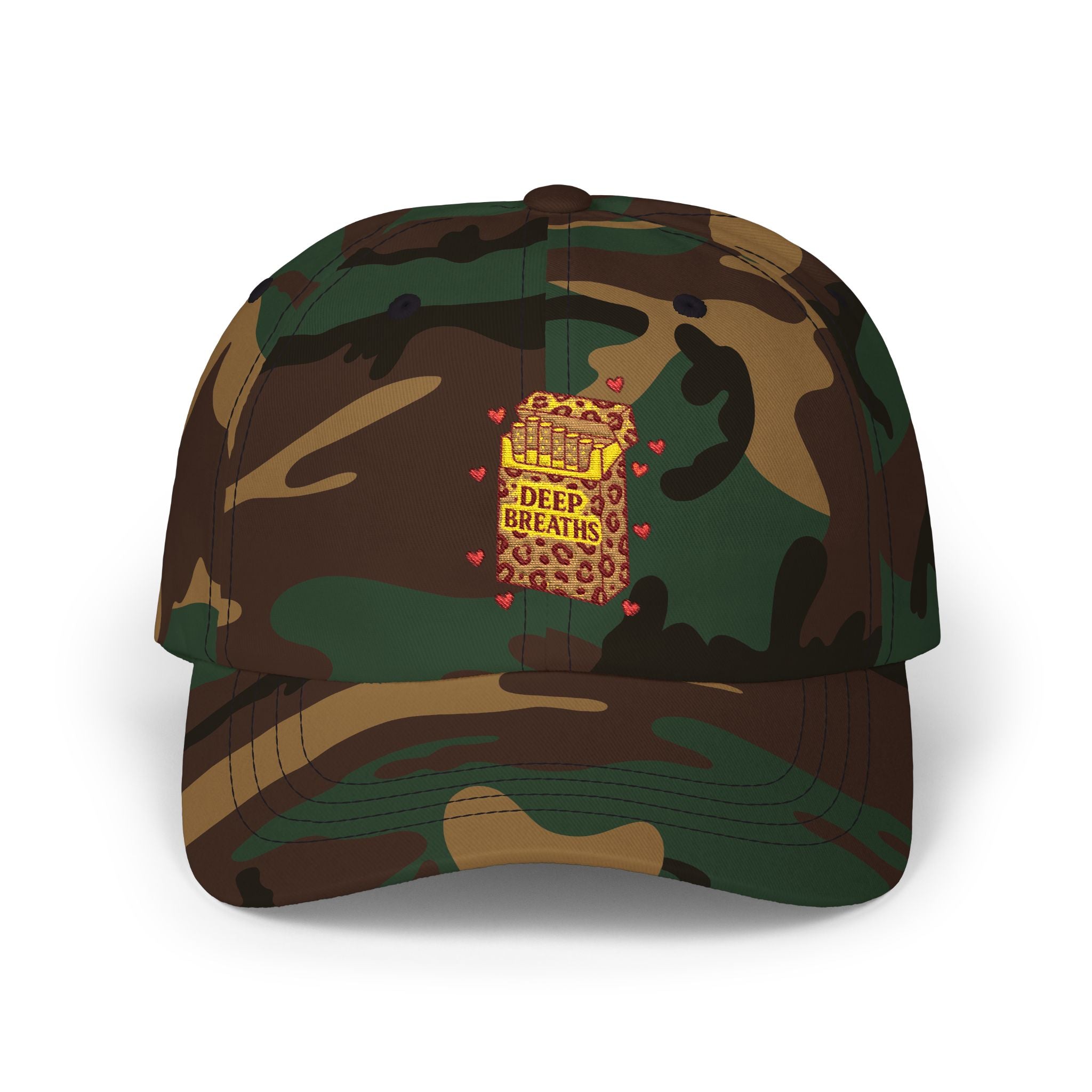 'Deep Breaths Leopard Cigarettes Graphic Dad Cap