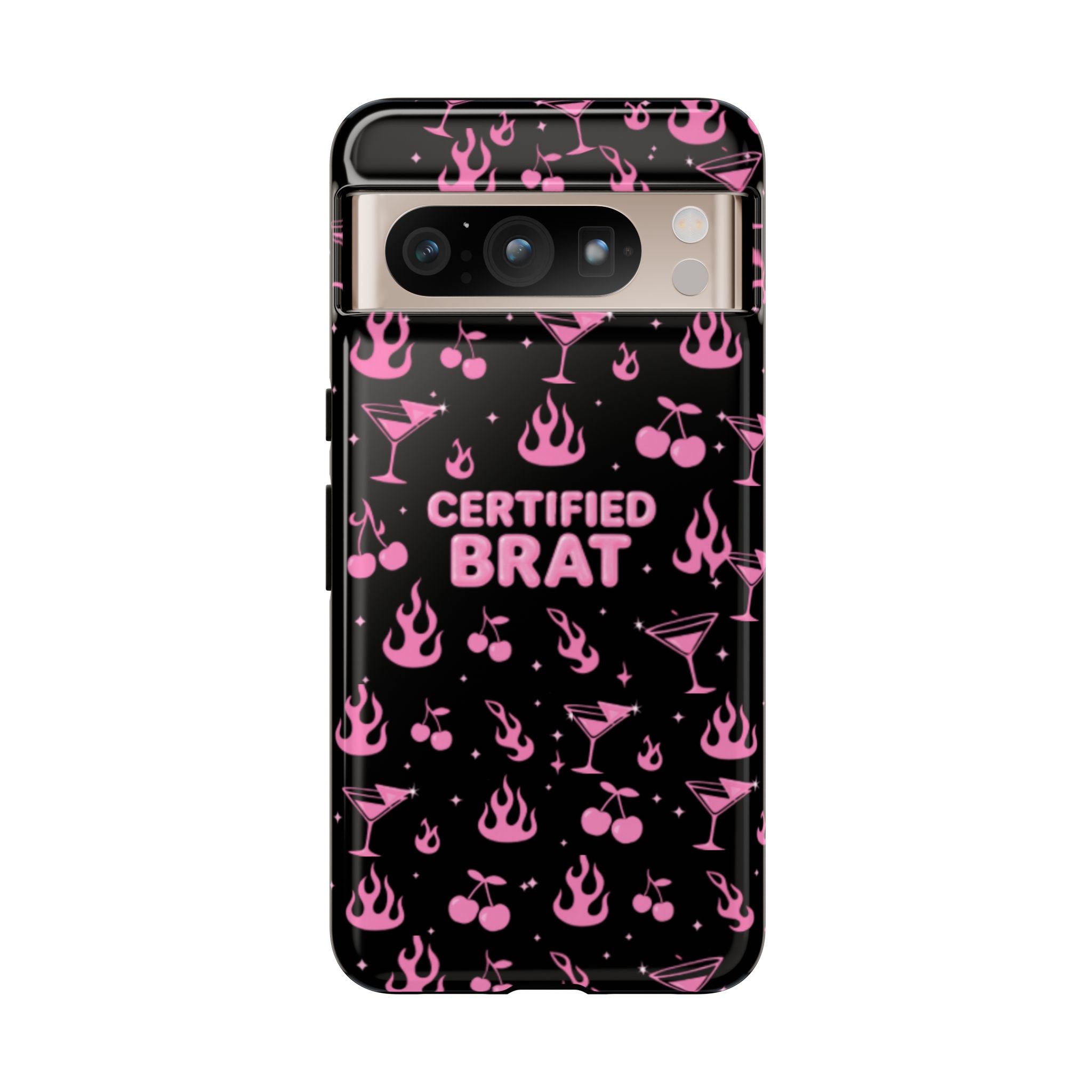 Black Certified Brat Pink Pattern Phone Case