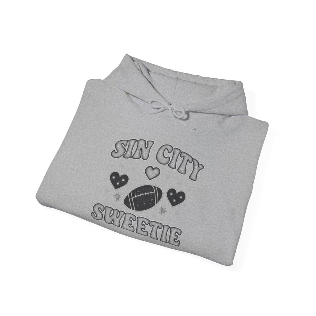 Sin City Sweetie Hoodie — Retro Heart & Football Graphic Pullover