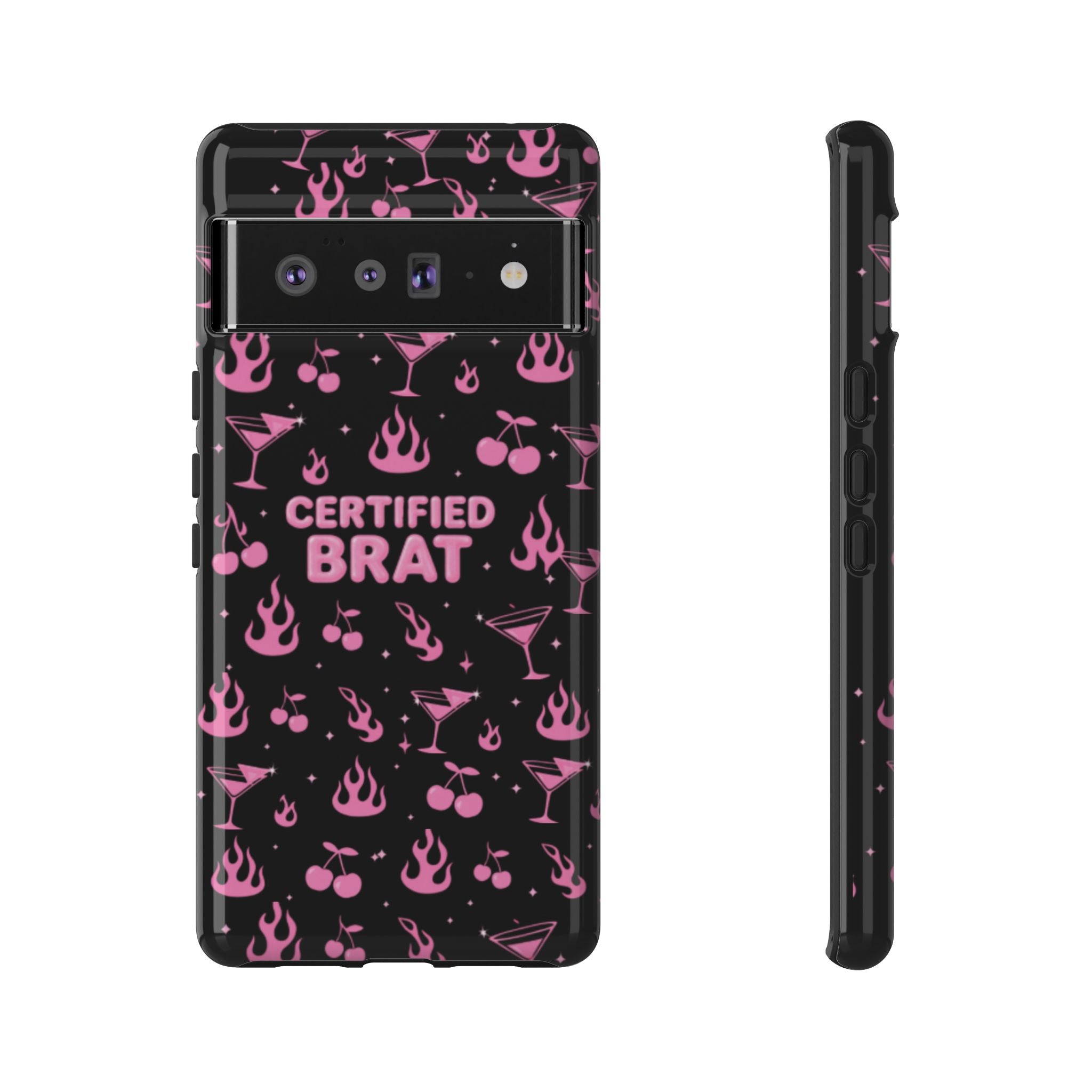 Black Certified Brat Pink Pattern Phone Case