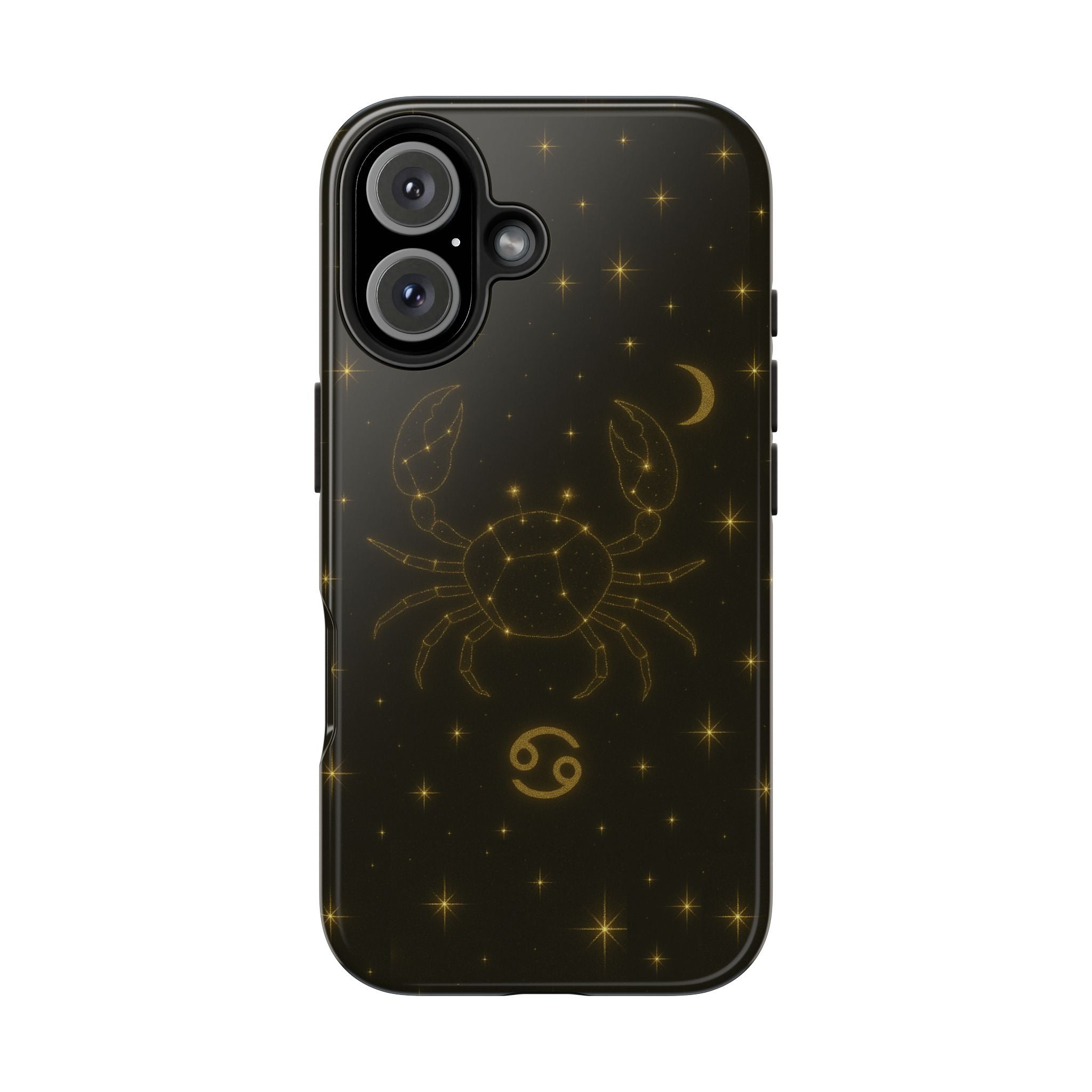 Cancer Zodiac Tough Phone Case — Gold Constellation Crab with Crescent Moon